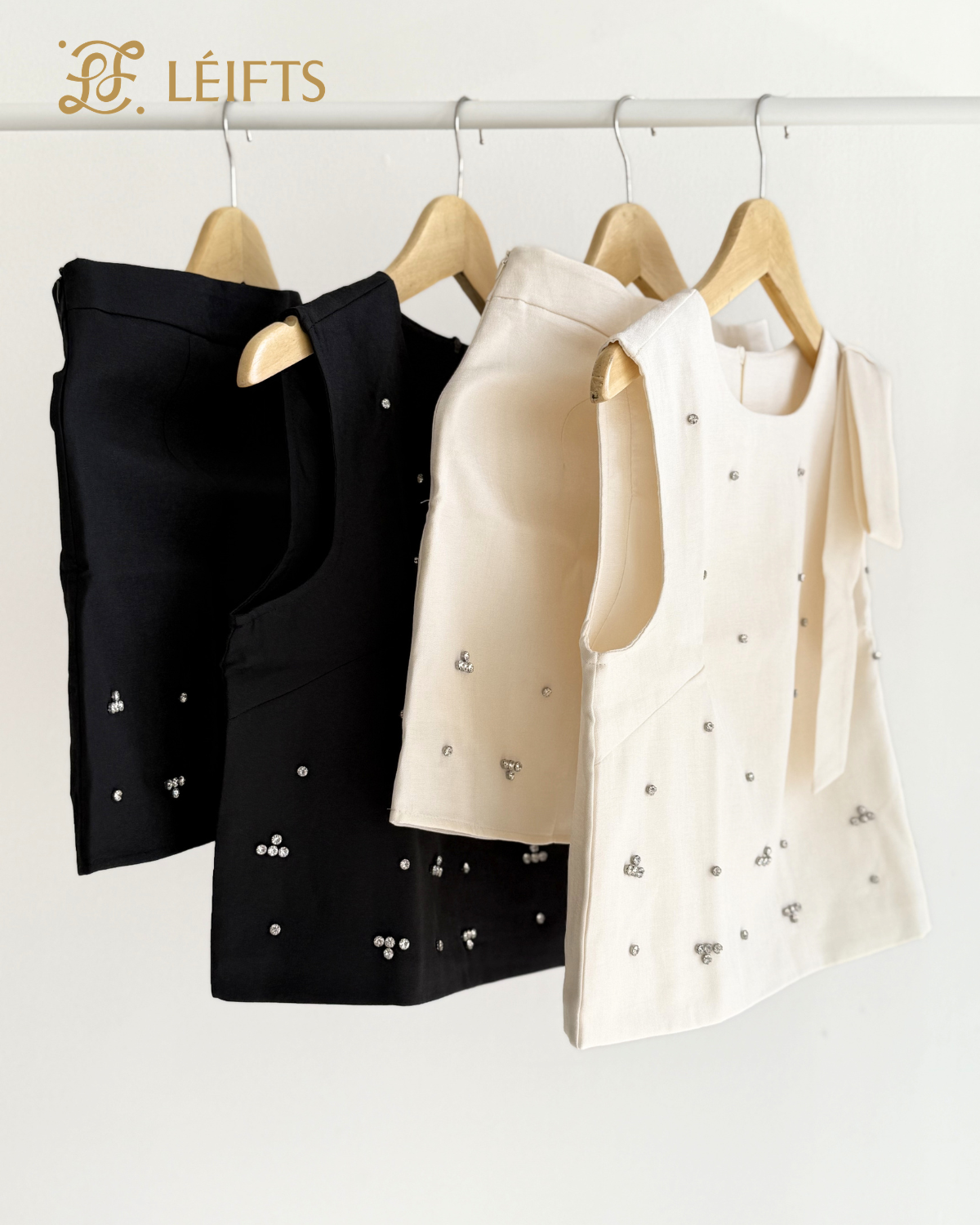 ELERIE SET - Diamond Embellished Top & Mini Skirt