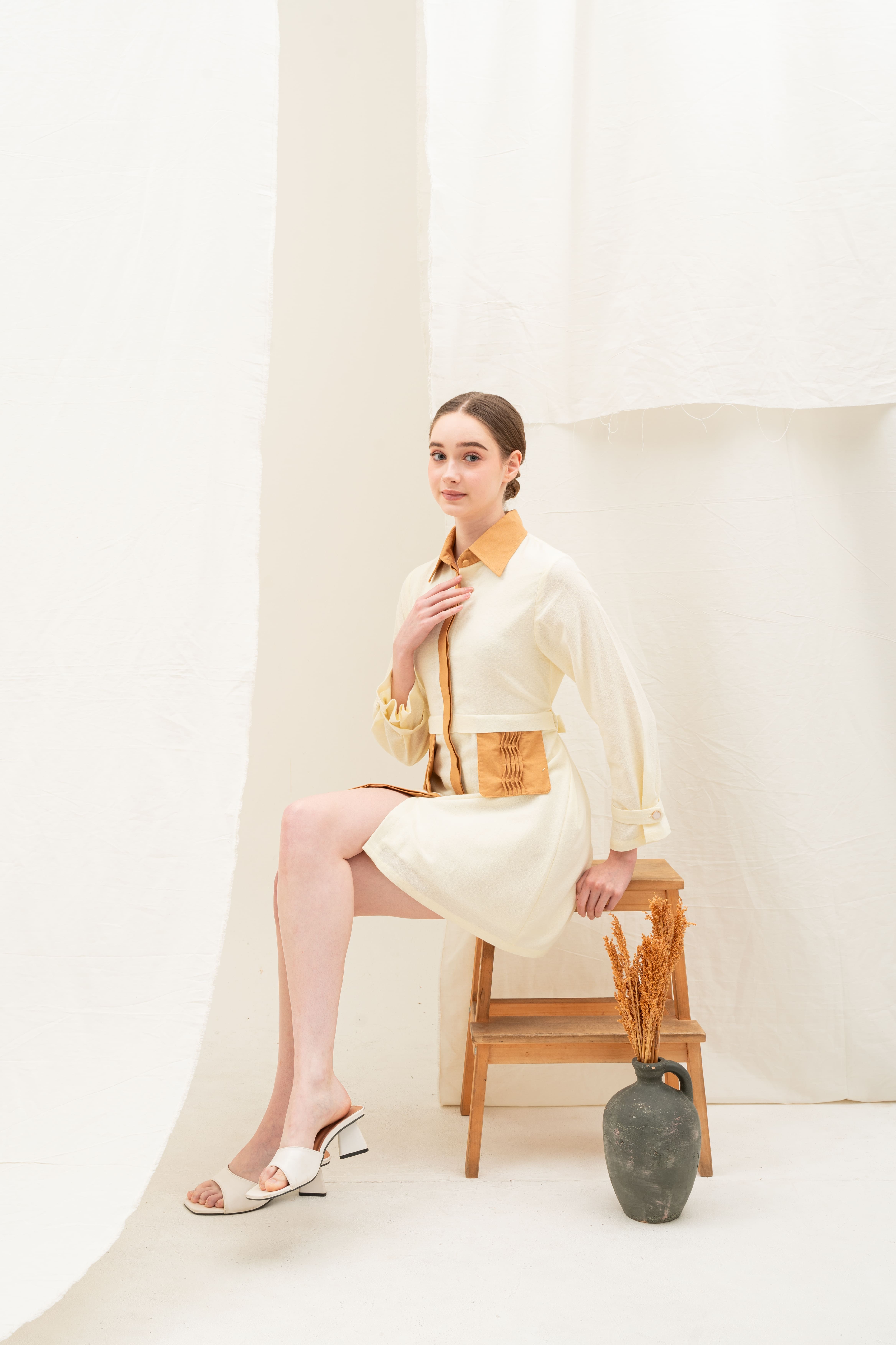 CELINE DRESS - LINEN MINI DRESS