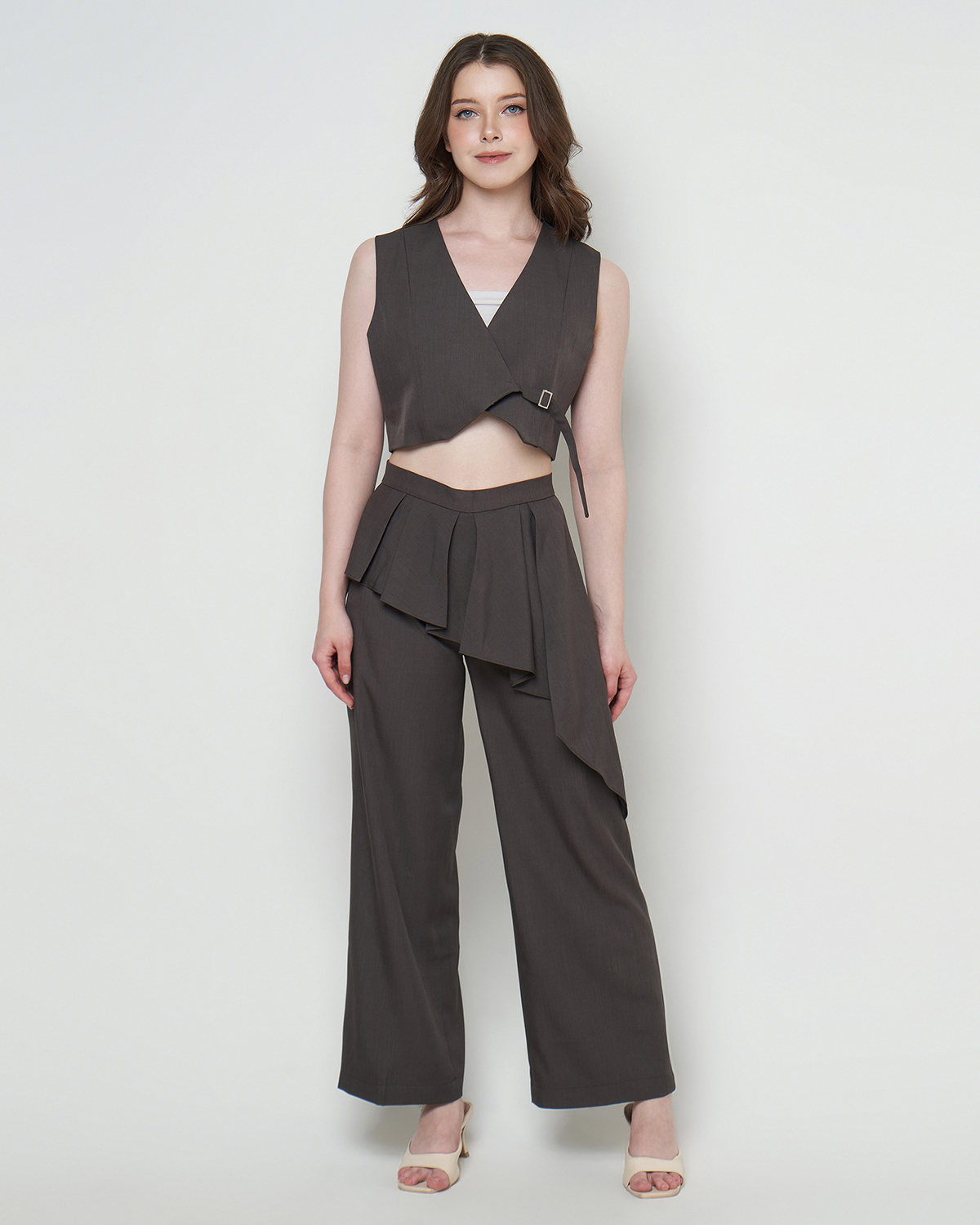 LUNA SET - Cropped Vest & Wide-Leg Trousers Set