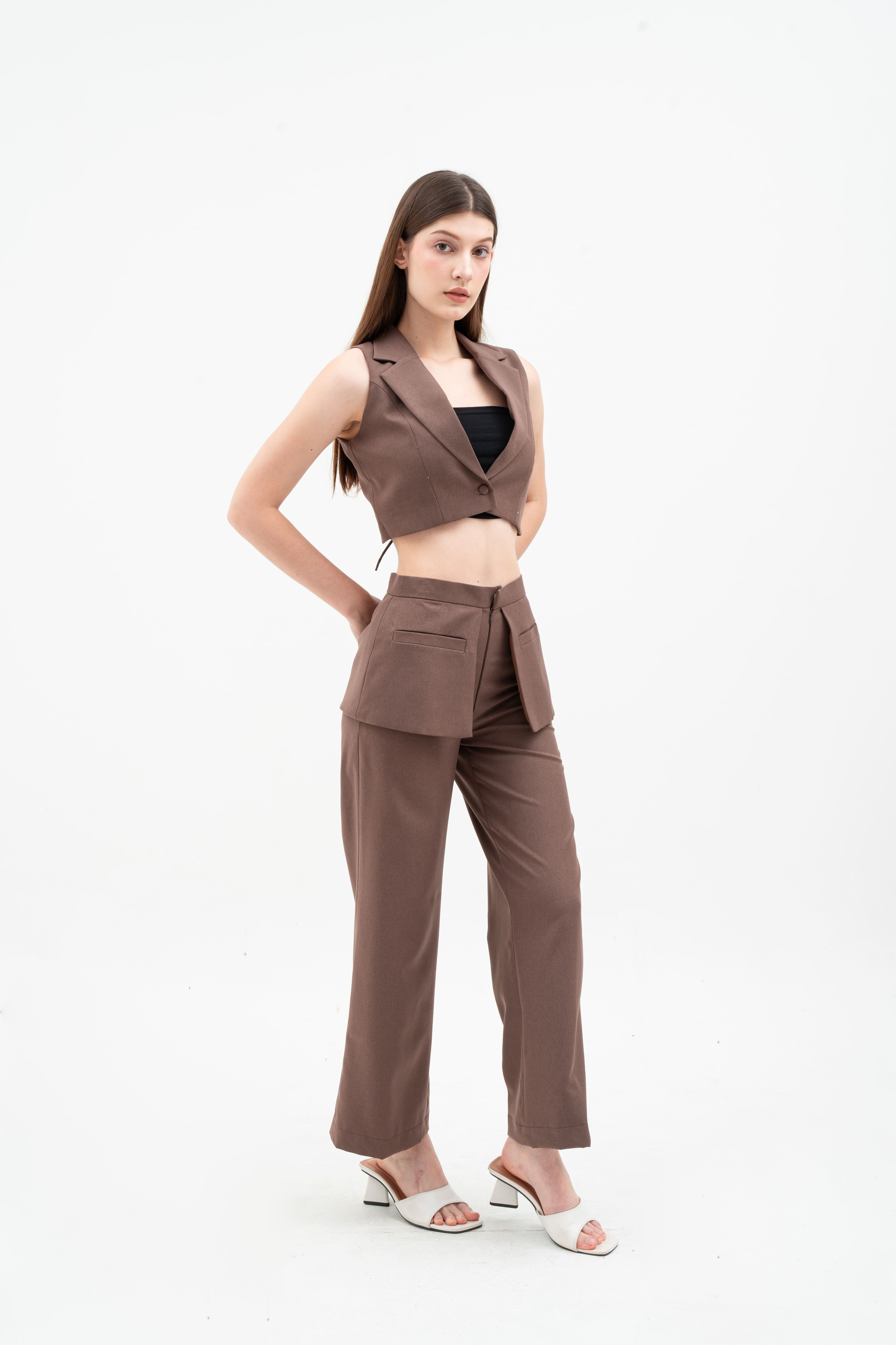 JOLIE - HIGH WAIST POCKET LAYER TROUSERS