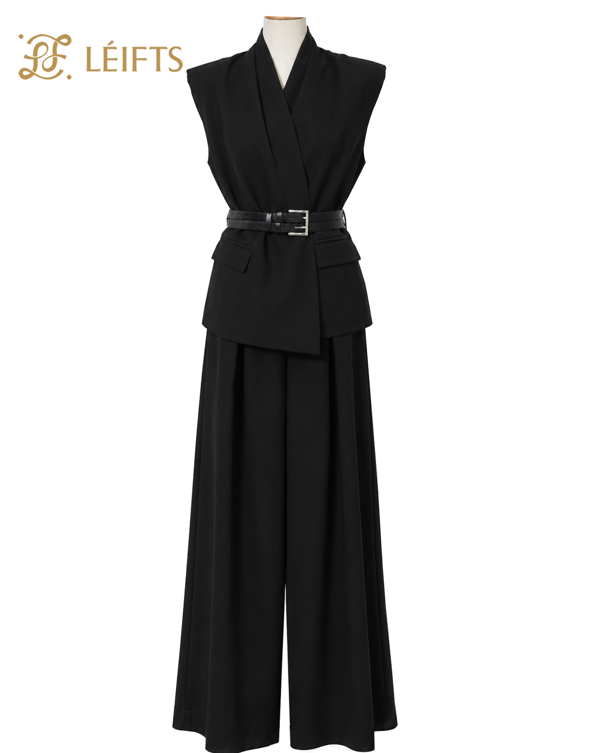 Elina Set - Vest Outer with Belt & Wide Pant