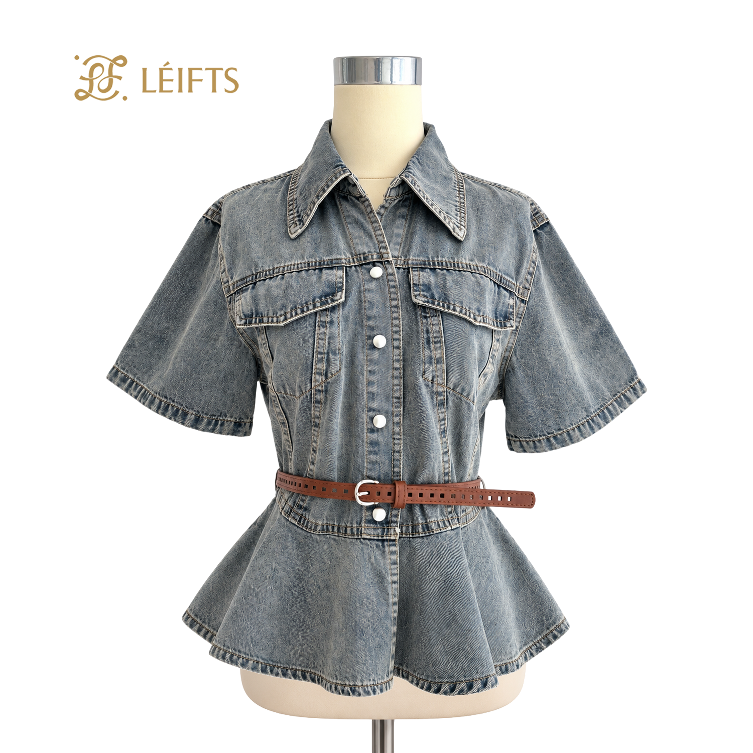 Dakota Top - Belted Denim Top