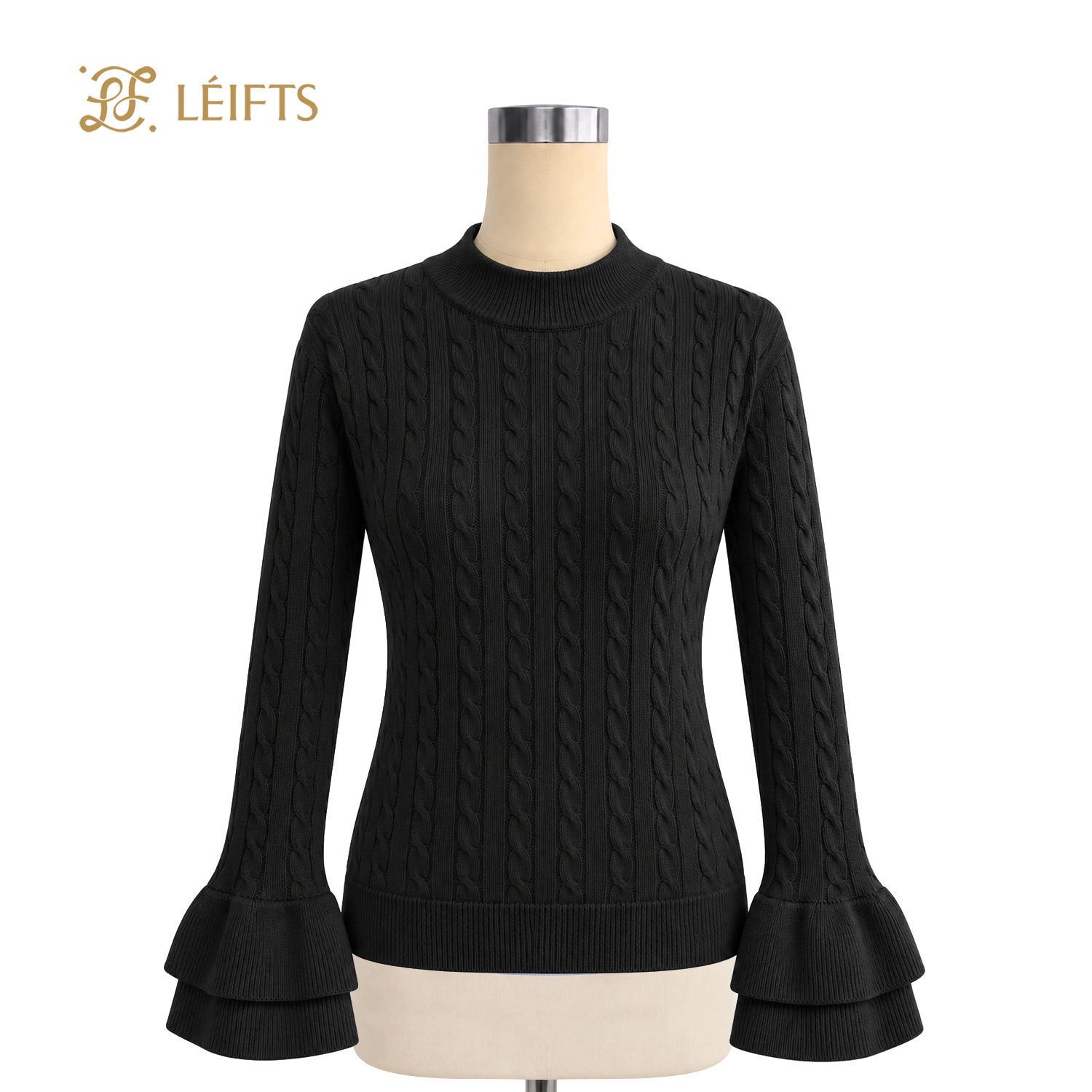 Terry Top – Cable Knit with Layered Ruffle Cuffs