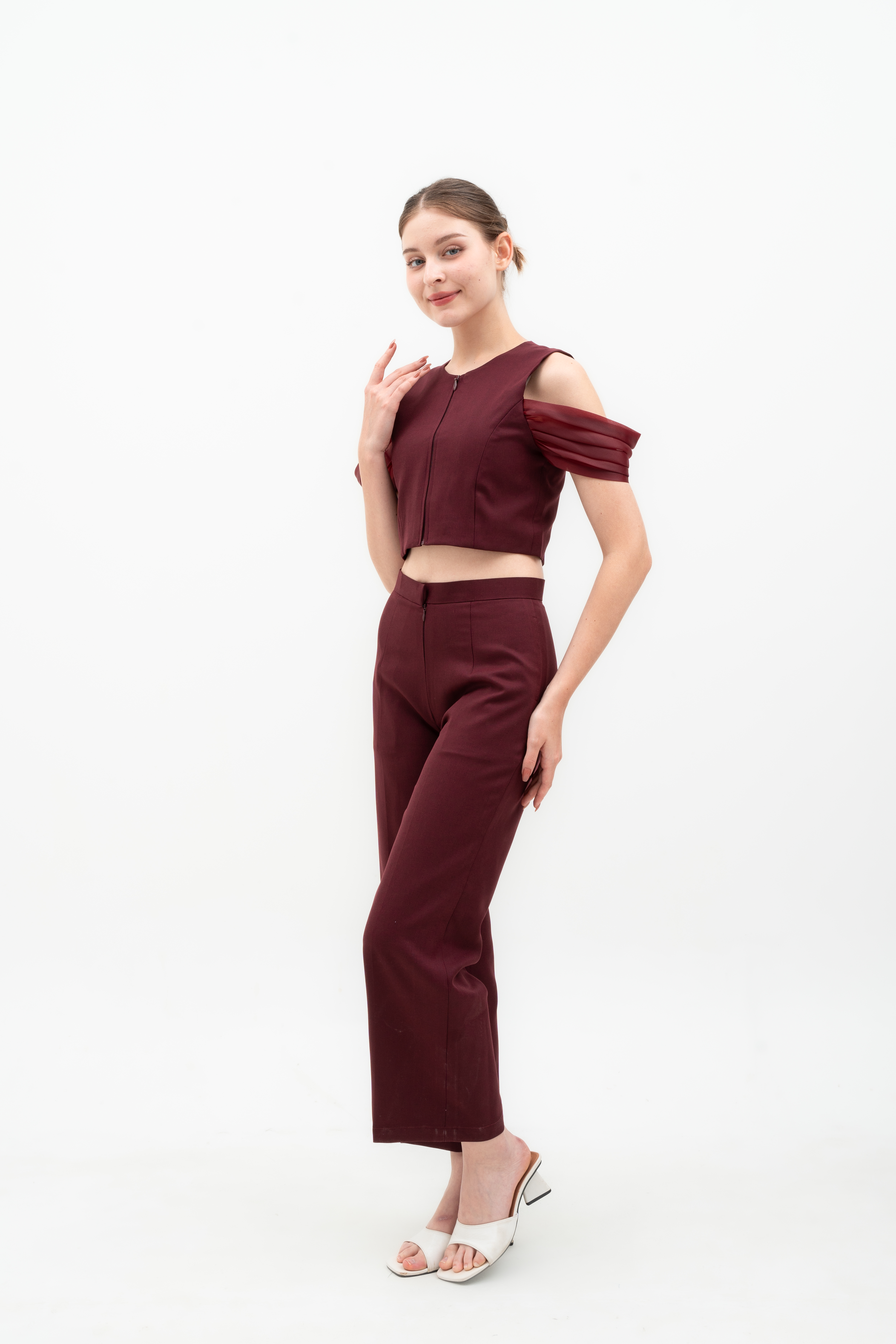 OXA SET -  ORGANZA OFF-SHOULDER TOP & TAILORED PANT