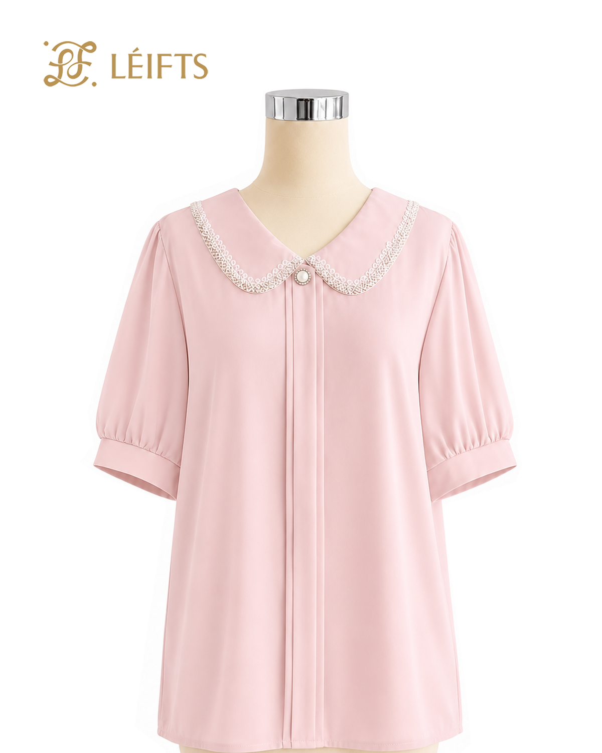 LORIANE BLOUSE - Pearl Collar Silk Blouse