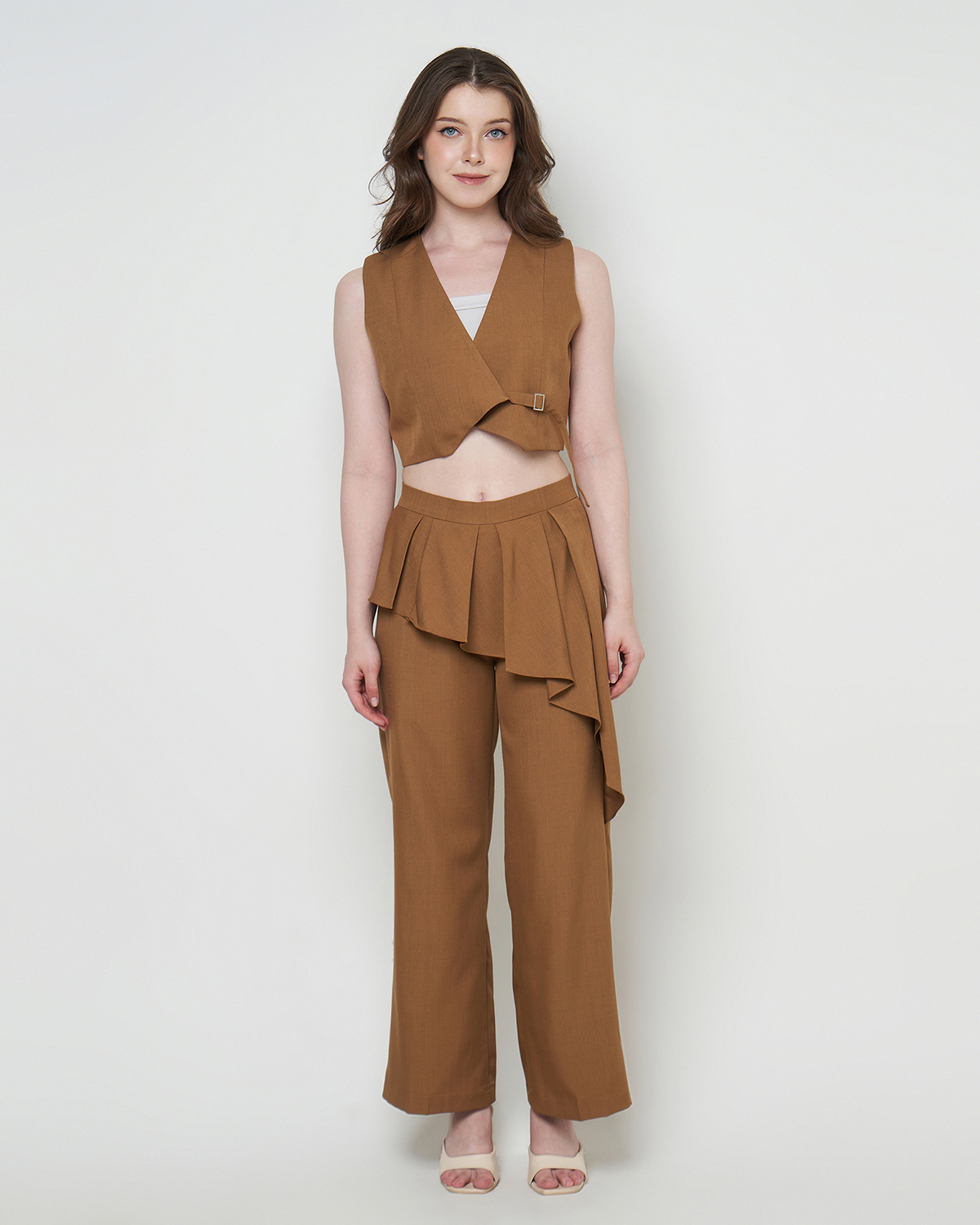 LUNA SET - Cropped Vest & Wide-Leg Trousers Set