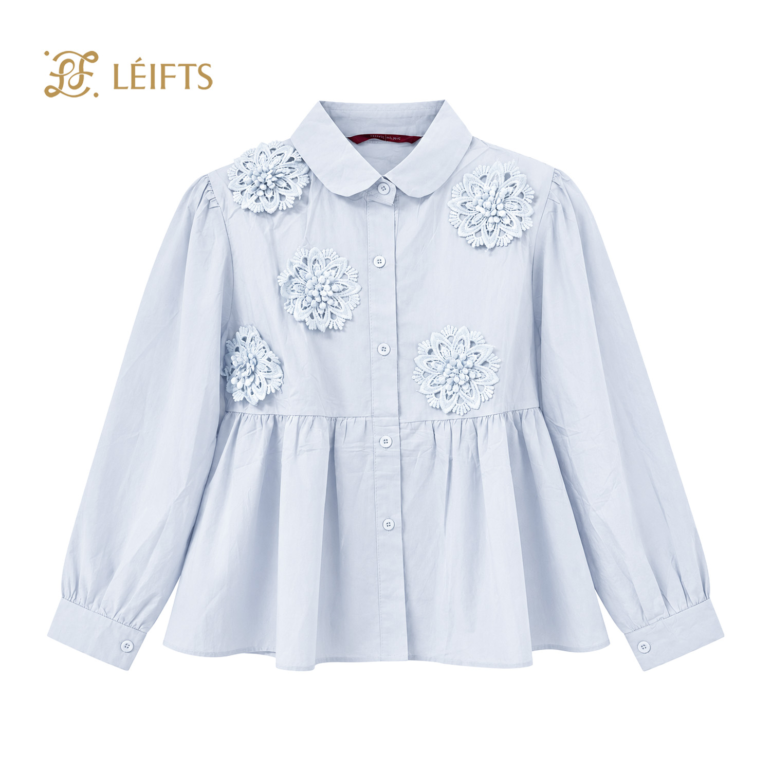 Linette Blouse - Floral Appliqué Peplum Blouse
