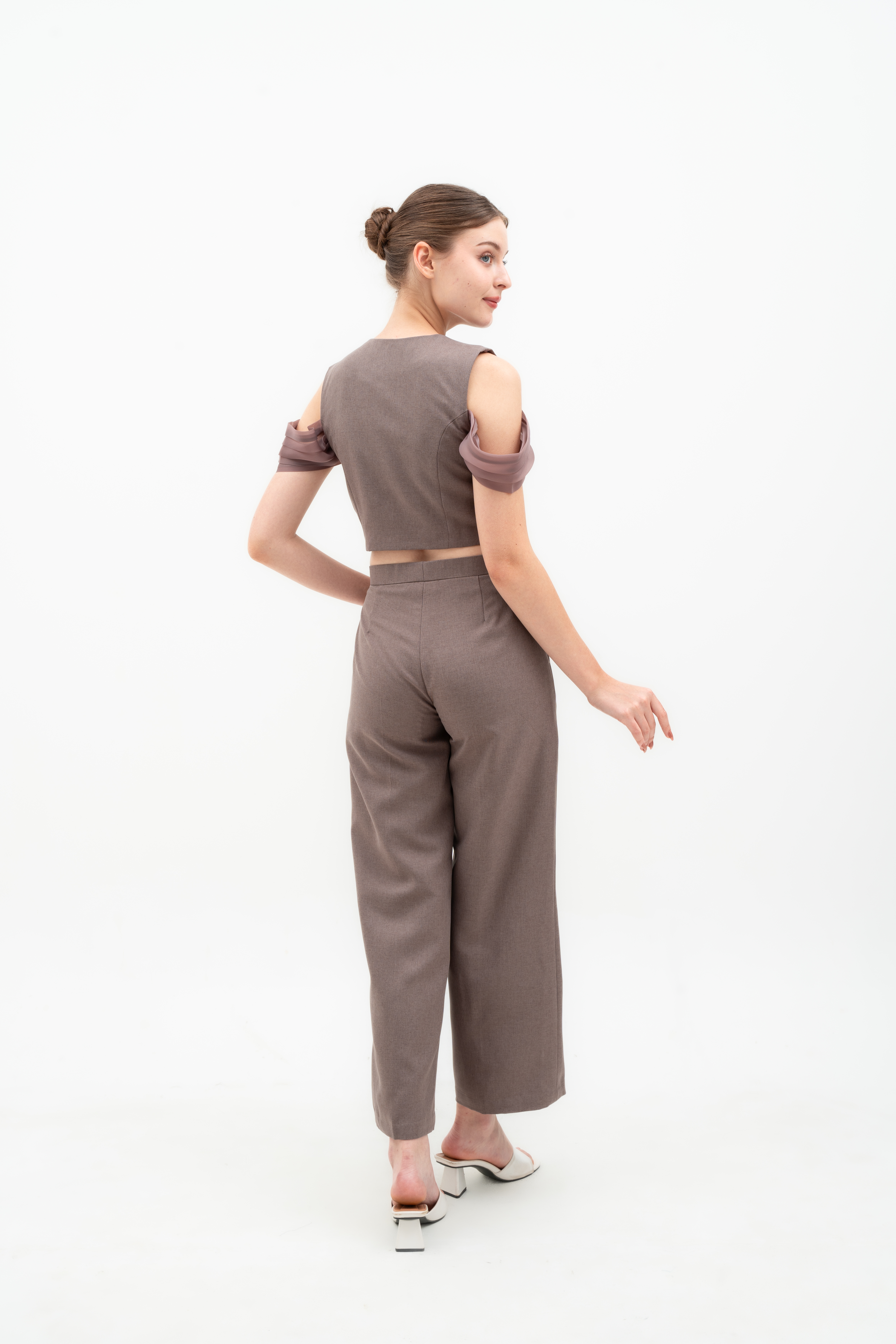 OXA SET -  ORGANZA OFF-SHOULDER TOP & TAILORED PANT