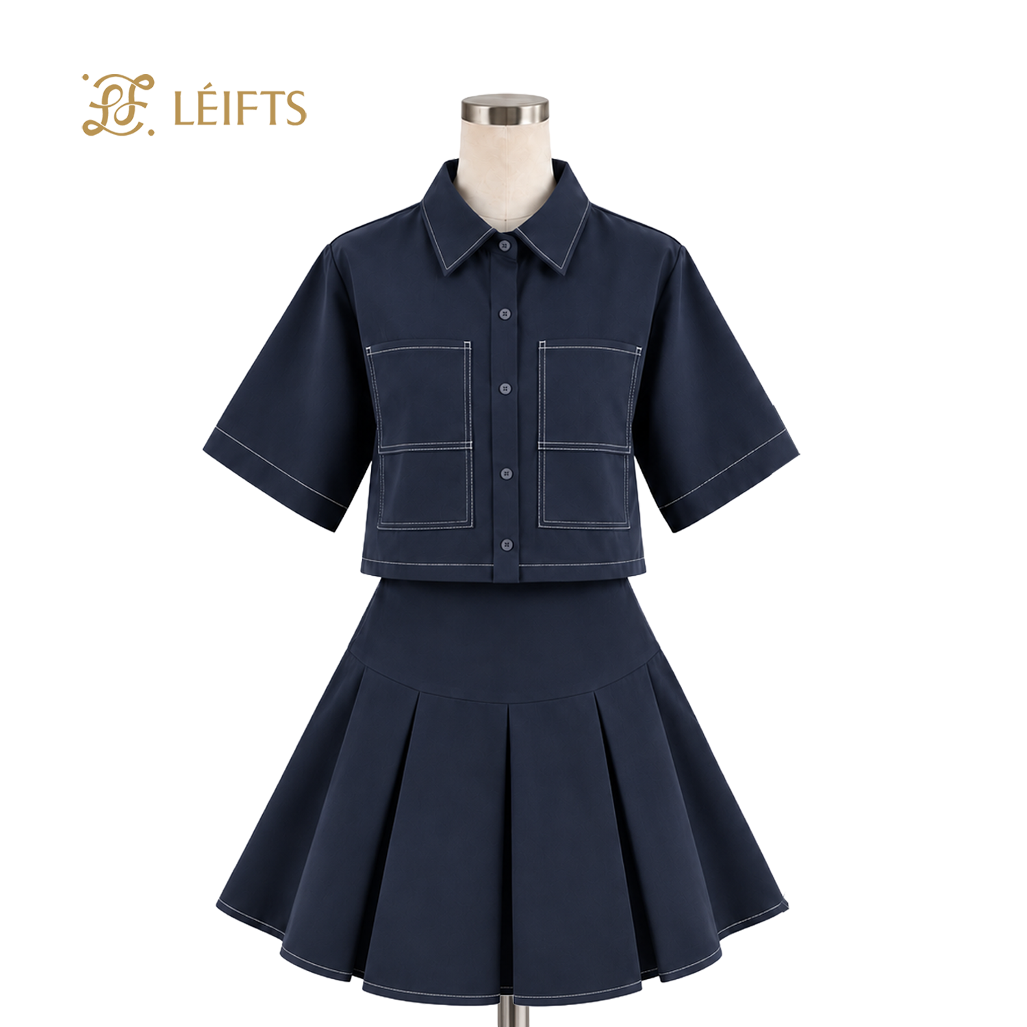 Harper Set - Cropped Shirt & Pleated Mini Skirt