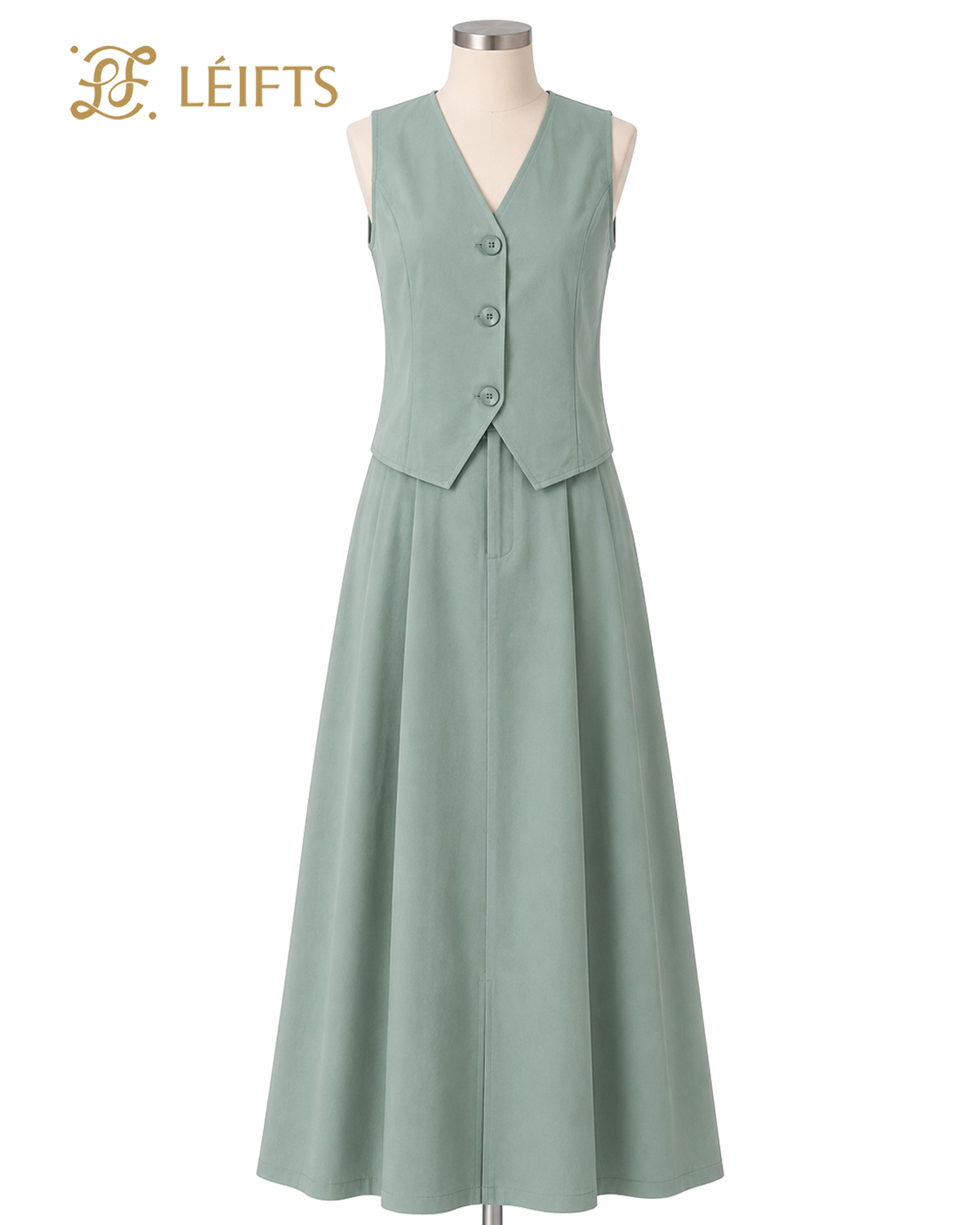 LUNELLE SET - V-neck Vest & Maxi Skirt