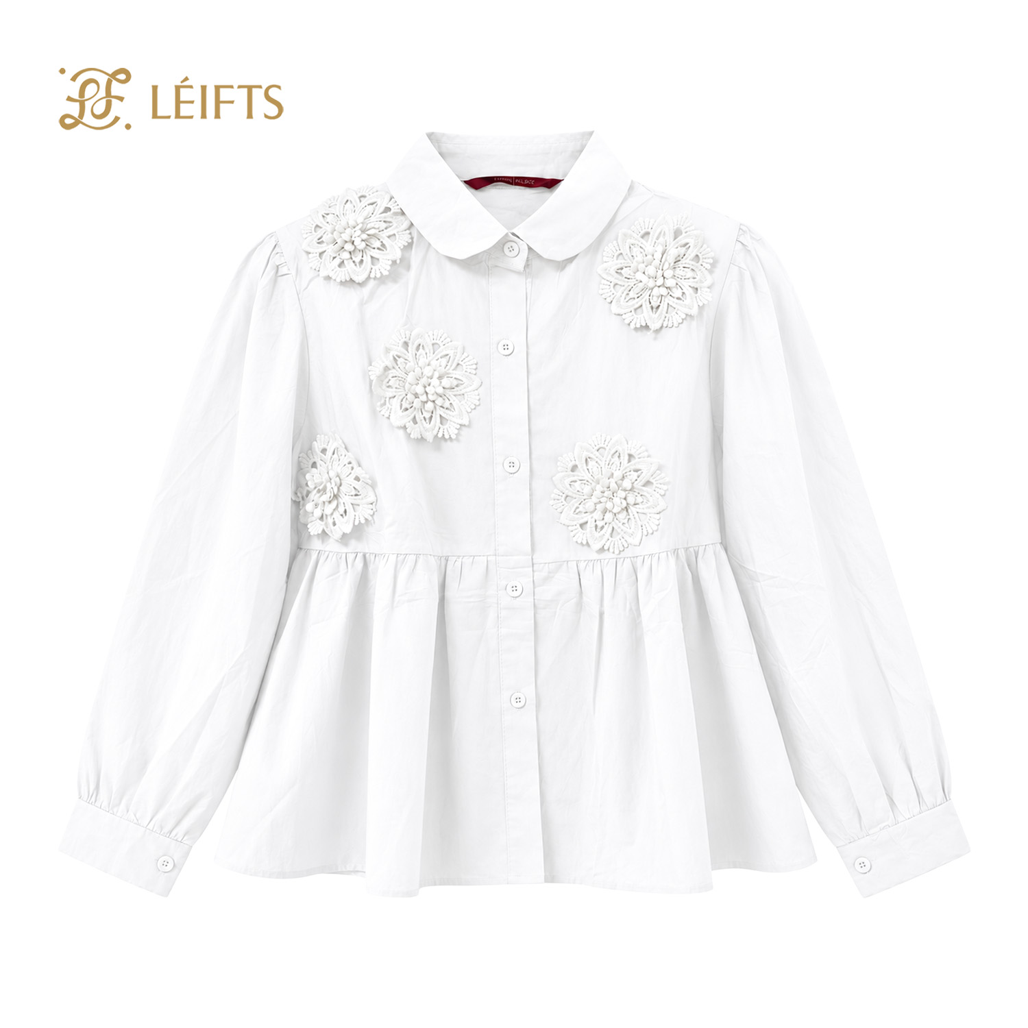 Linette Blouse - Floral Appliqué Peplum Blouse
