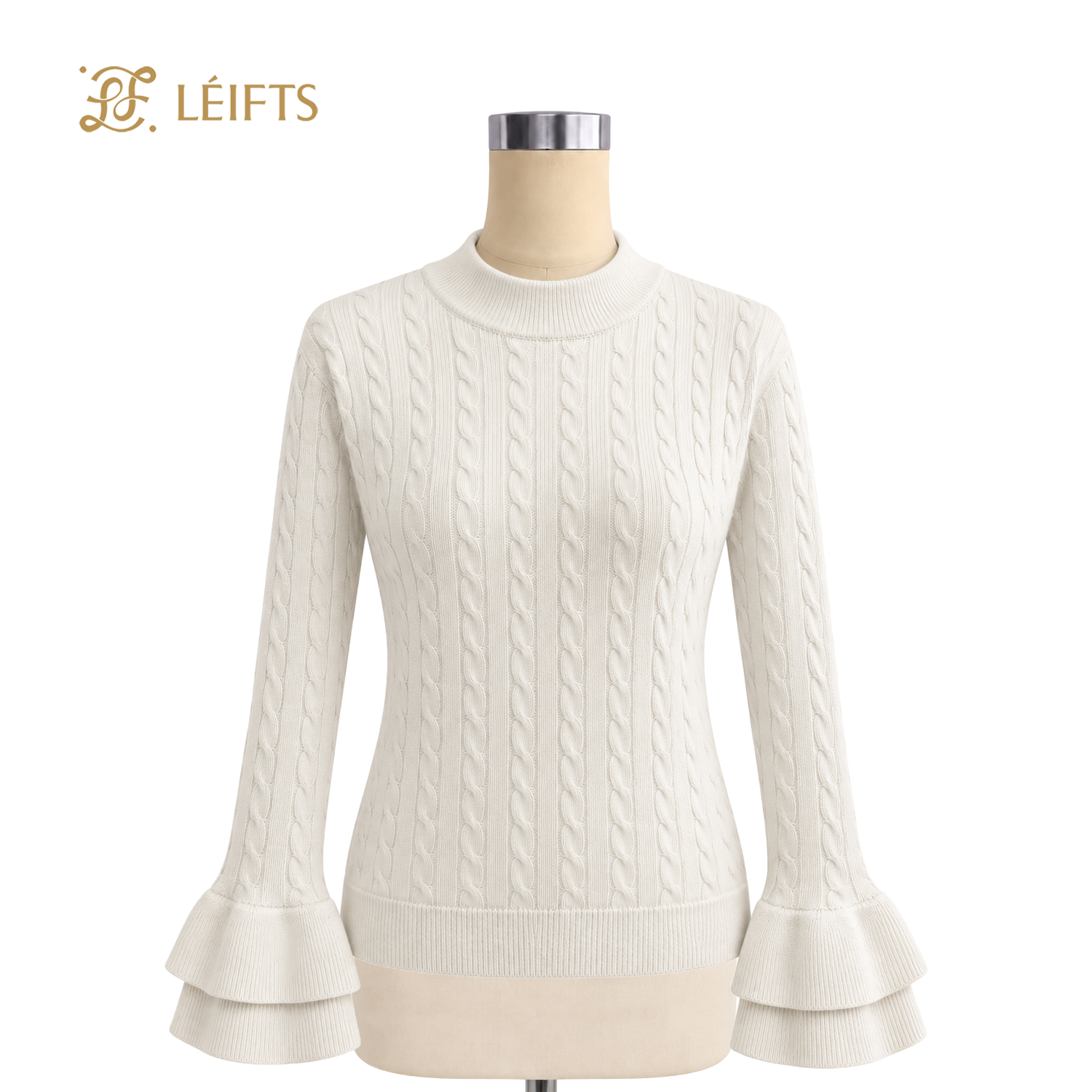 Terry Top – Cable Knit with Layered Ruffle Cuffs