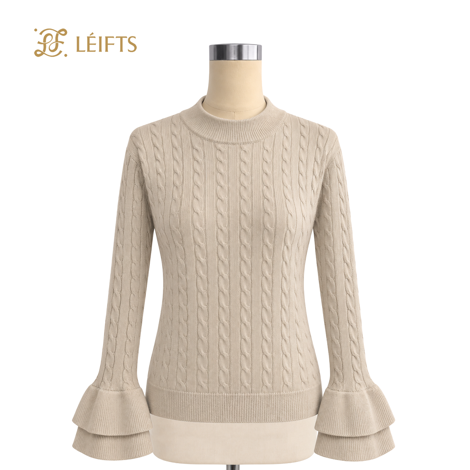 Terry Top – Cable Knit with Layered Ruffle Cuffs