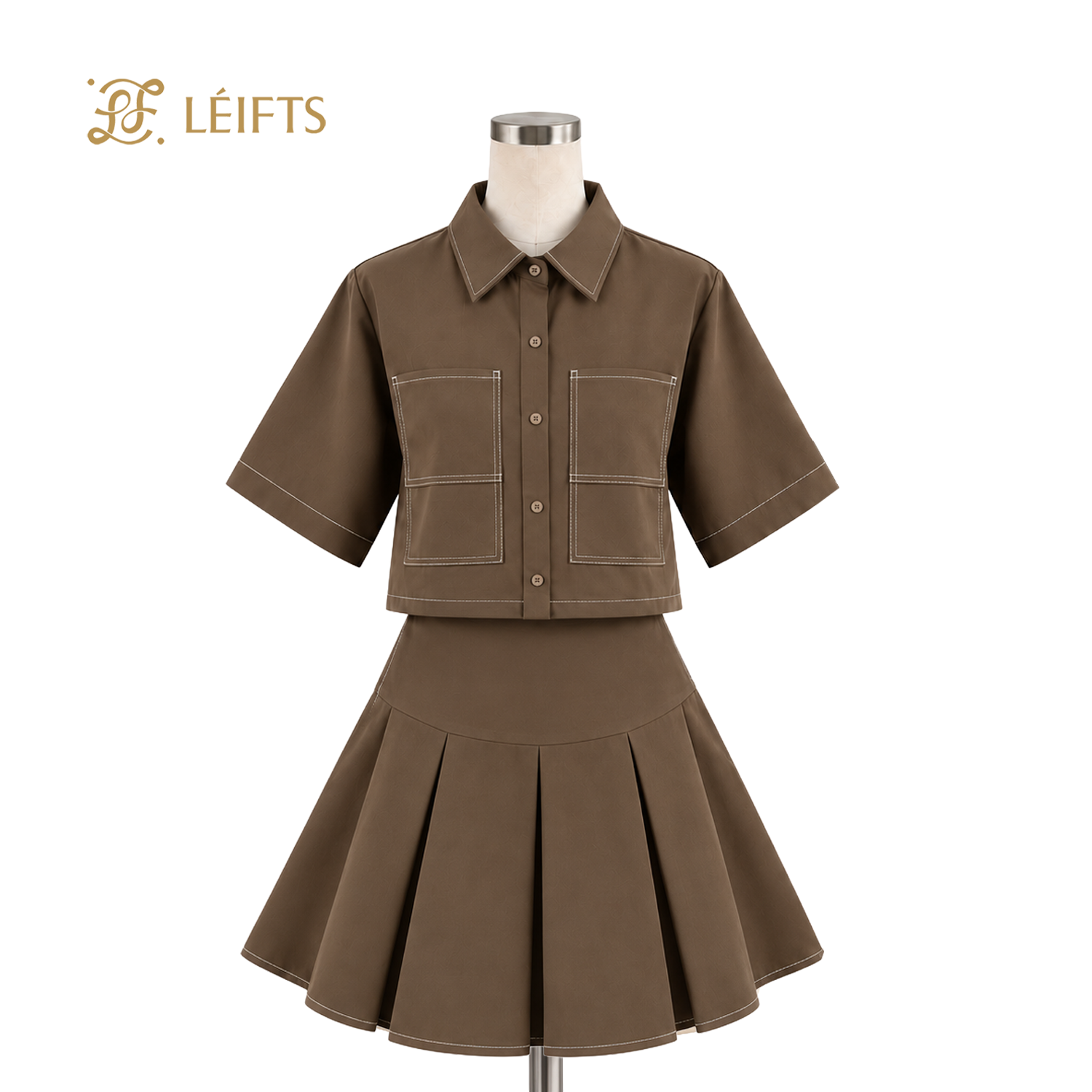 Harper Set - Cropped Shirt & Pleated Mini Skirt