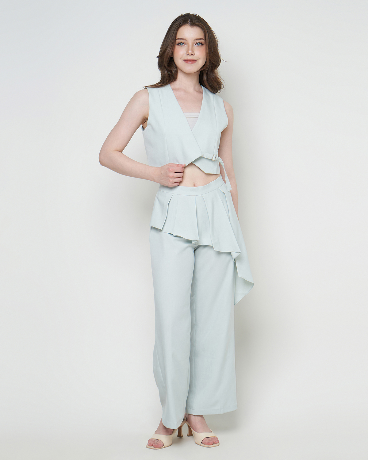 LUNA SET - Cropped Vest & Wide-Leg Trousers Set