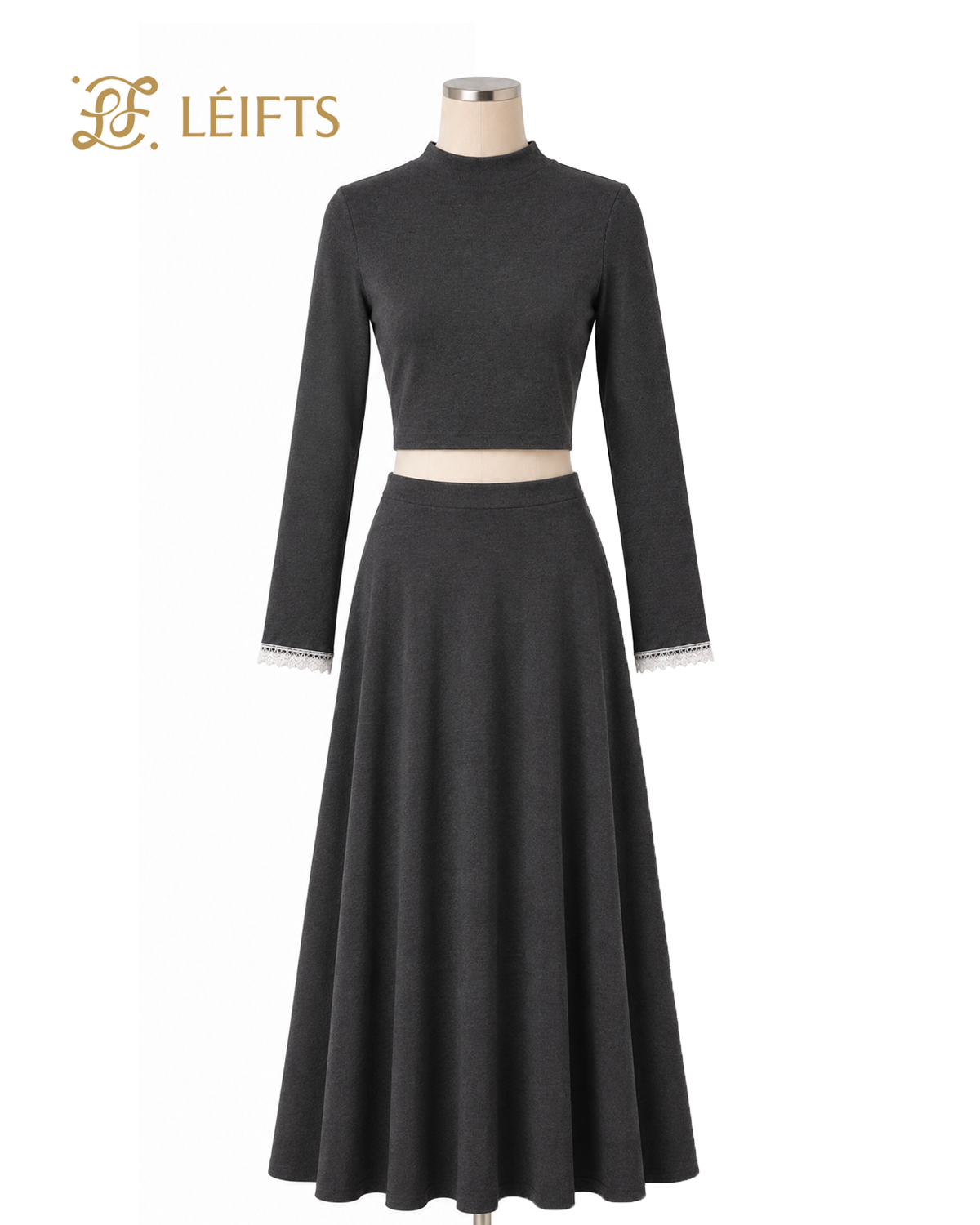 SYLVIE SET - Long Sleeve Crop Top & Maxi Skirt Knit Set