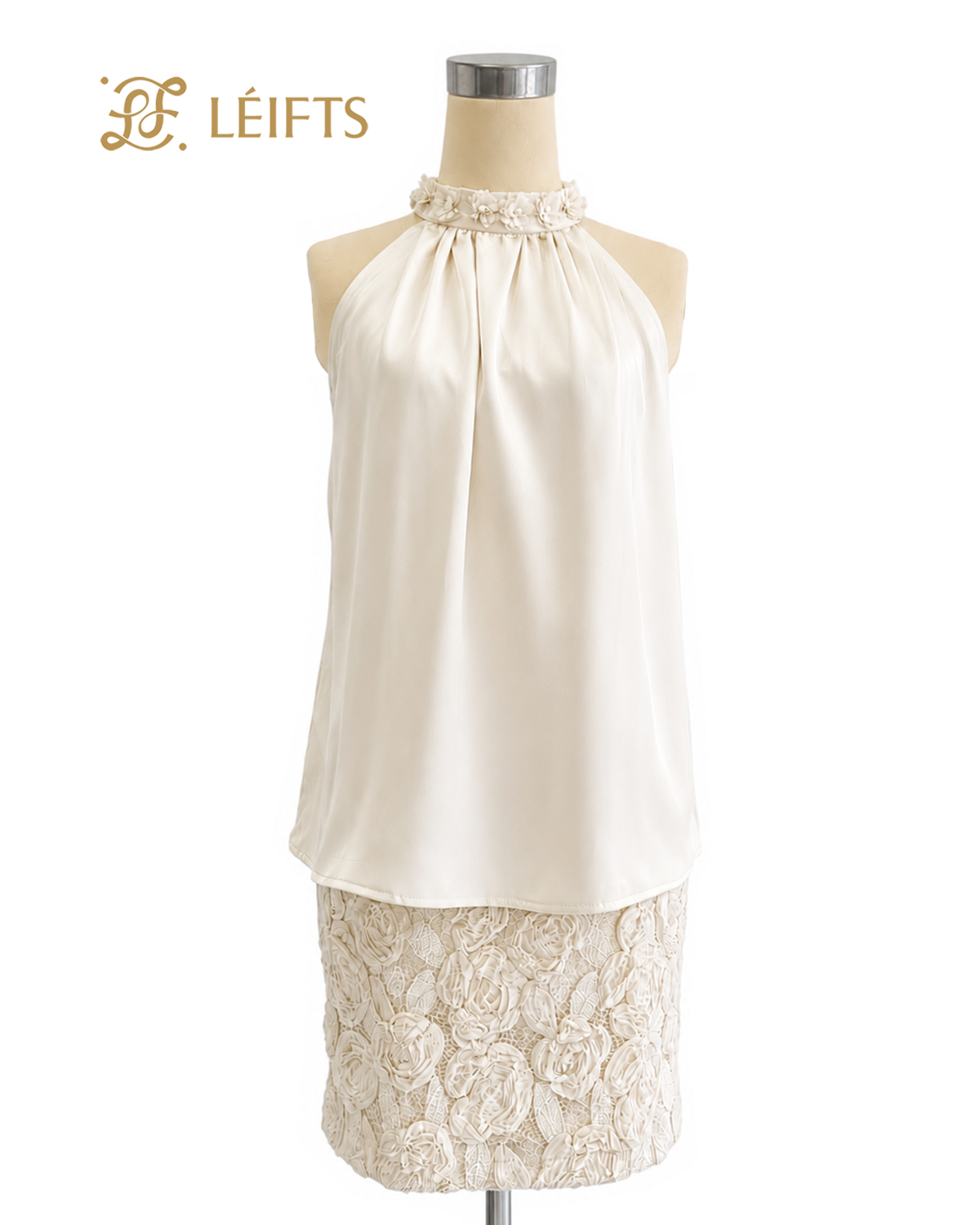 Flora Set - Halter Satin Top & 3D Floral Skirt