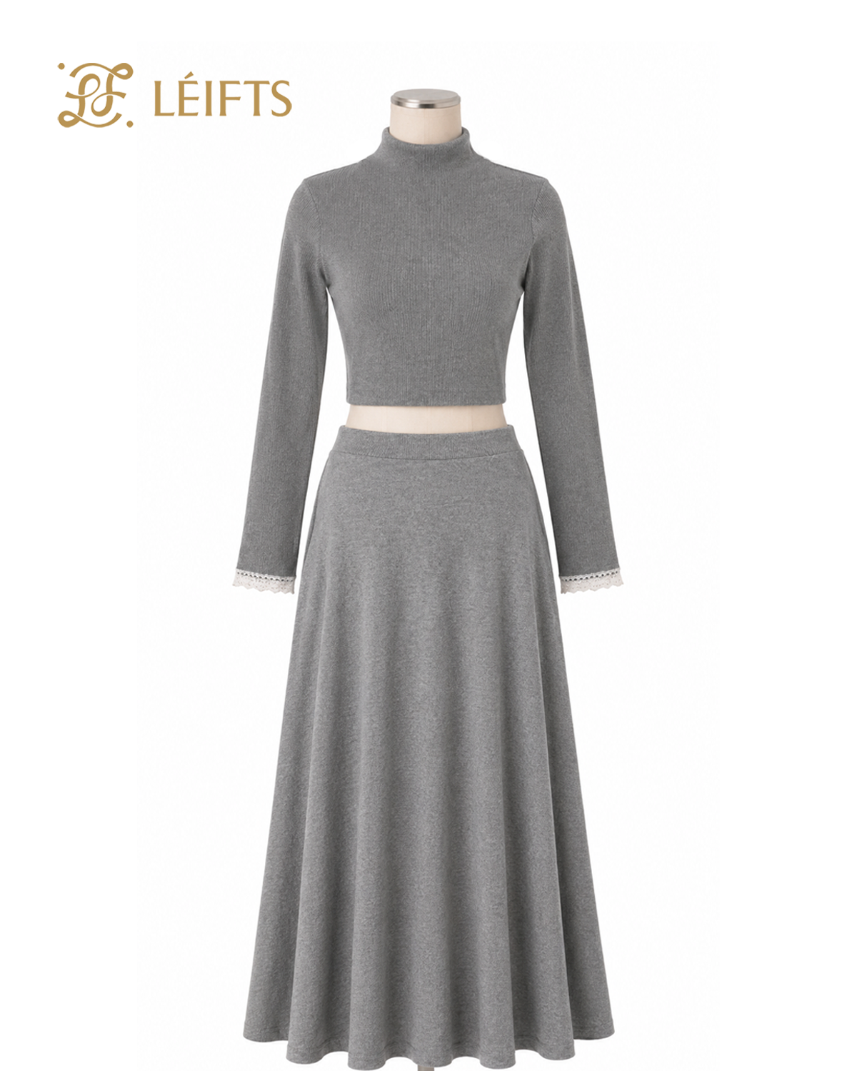 SYLVIE SET - Long Sleeve Crop Top & Maxi Skirt Knit Set