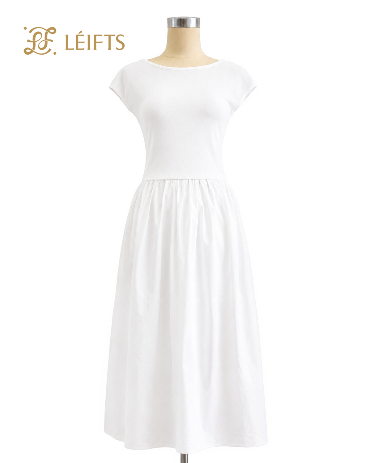 Amara Dress - Stretch Knit & Cotton Maxi Dress (combination fabrics)