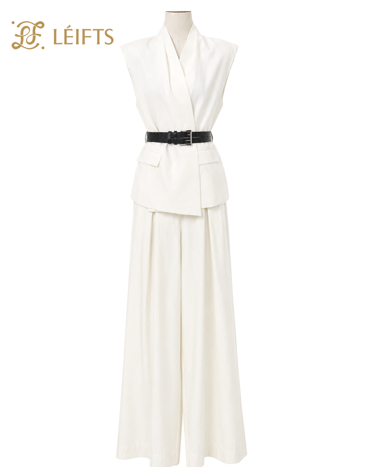 Elina Set - Vest Outer with Belt & Wide Pant