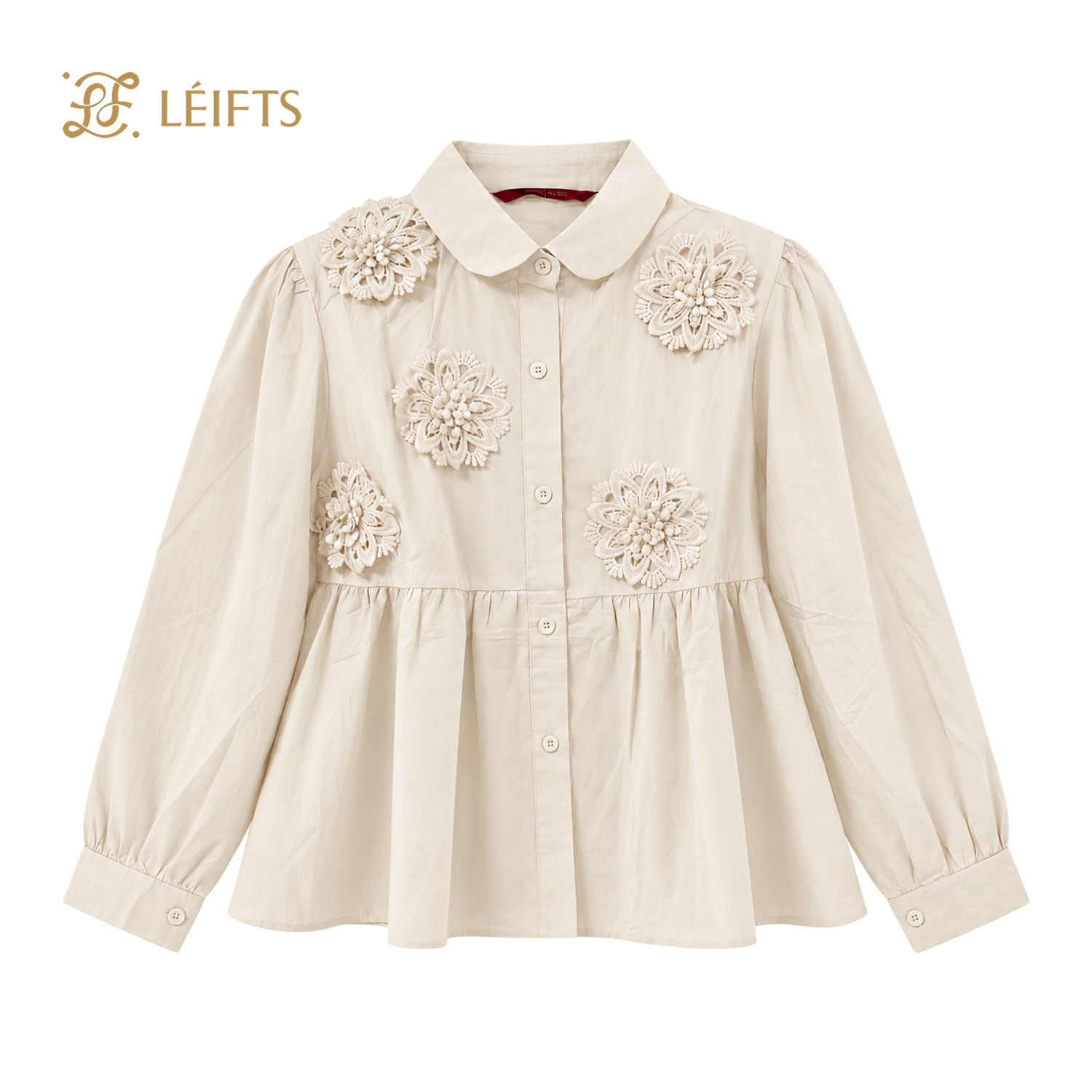 Linette Blouse - Floral Appliqué Peplum Blouse