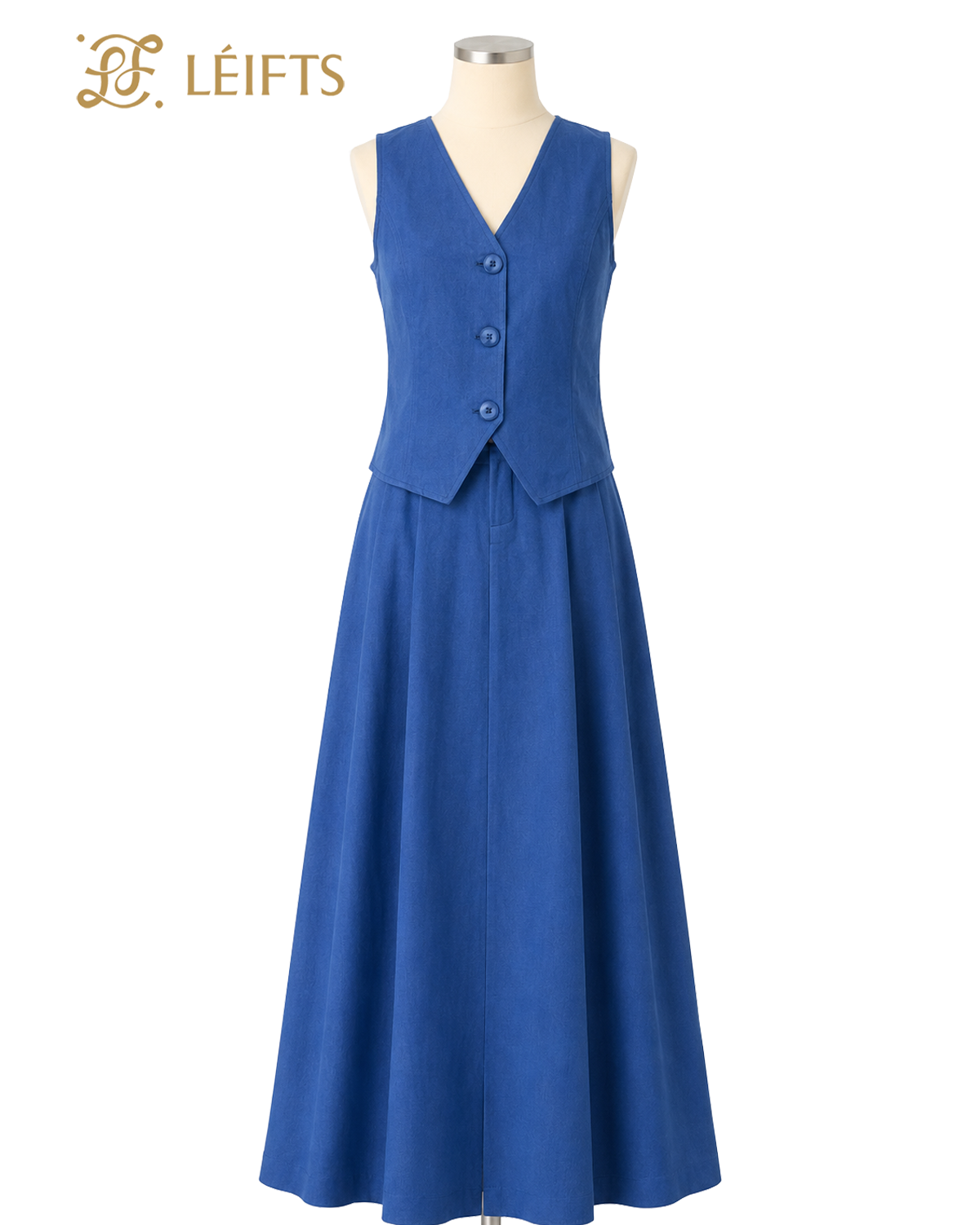 LUNELLE SET - V-neck Vest & Maxi Skirt