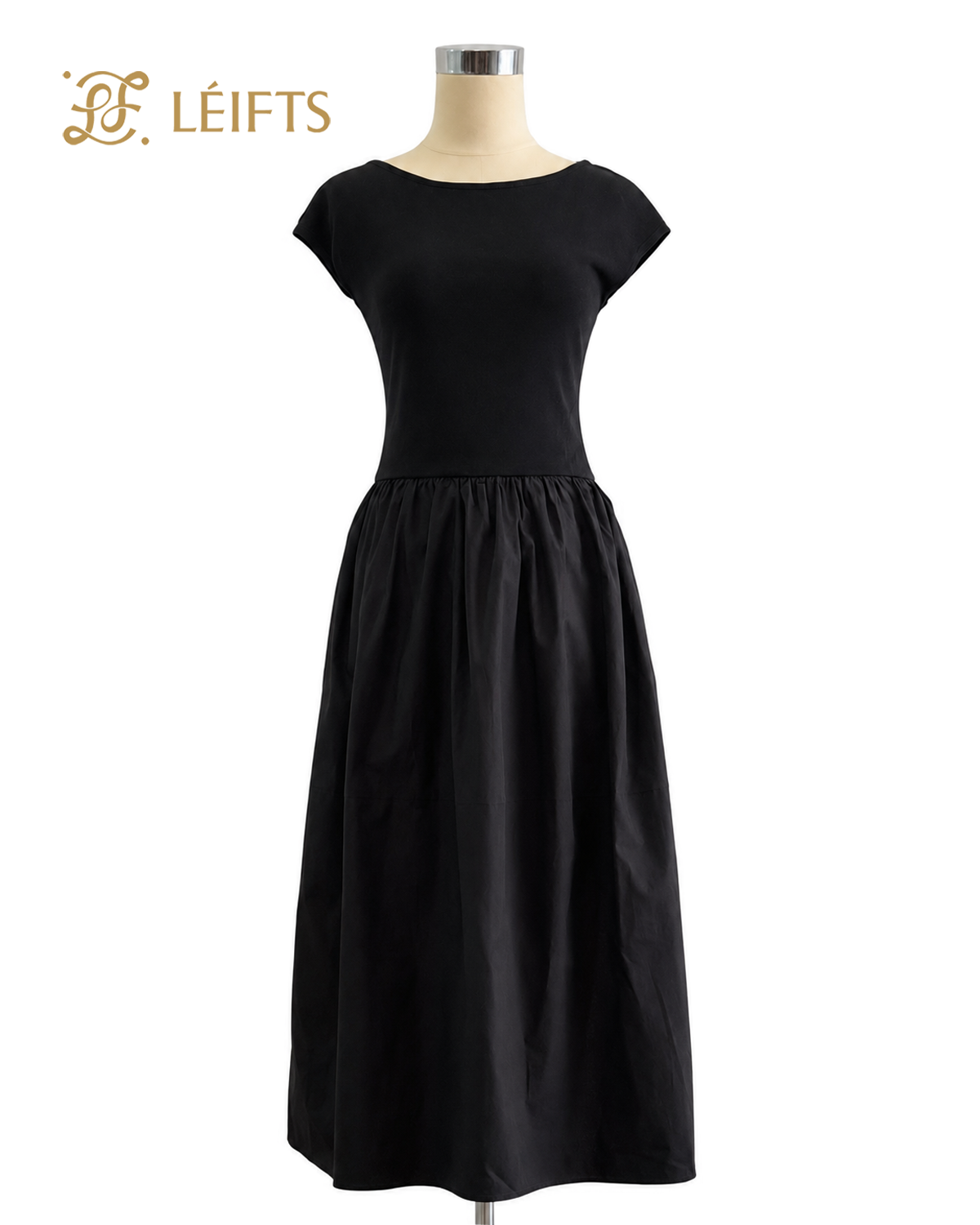 Amara Dress - Stretch Knit & Cotton Maxi Dress (combination fabrics)