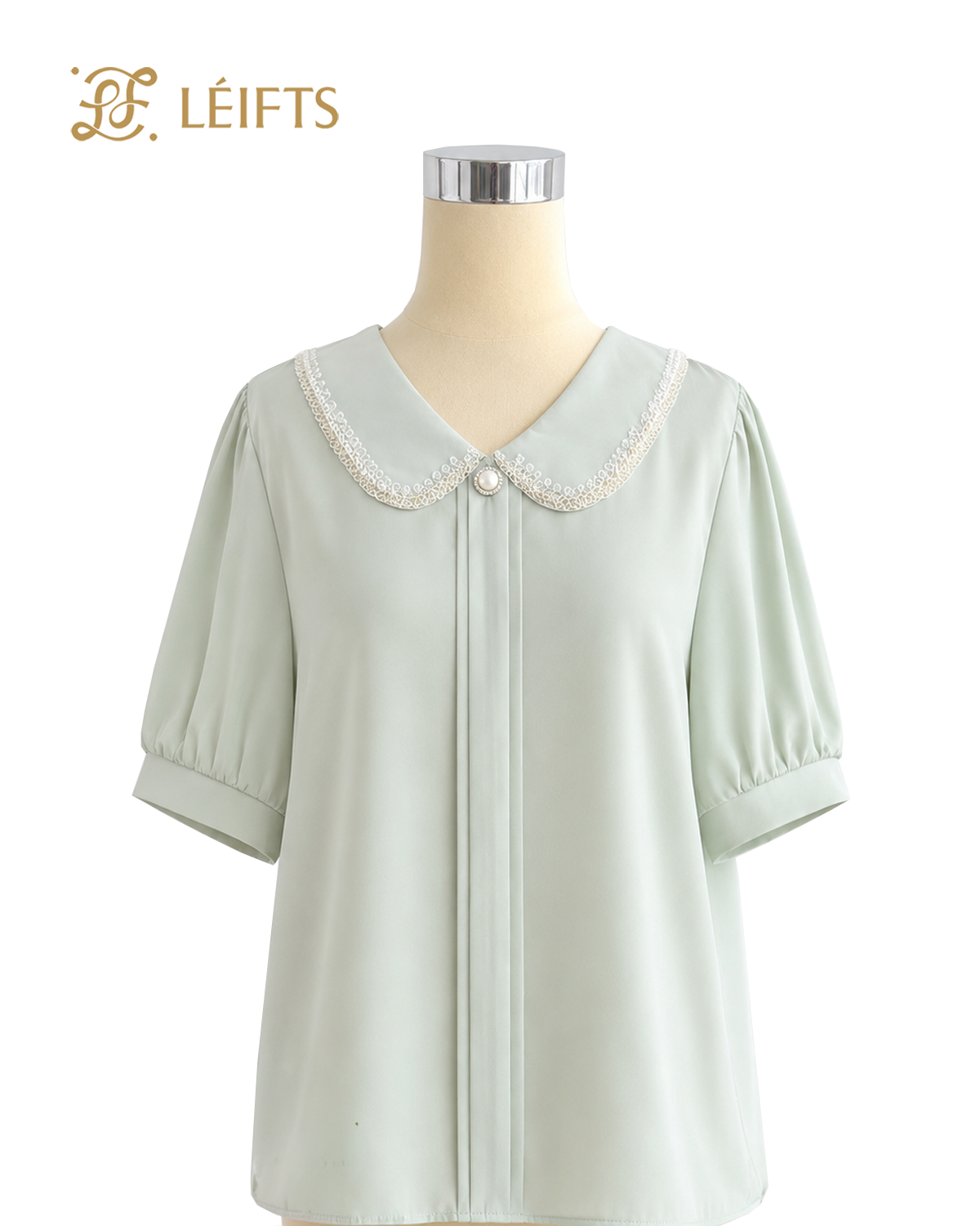 LORIANE BLOUSE - Pearl Collar Silk Blouse