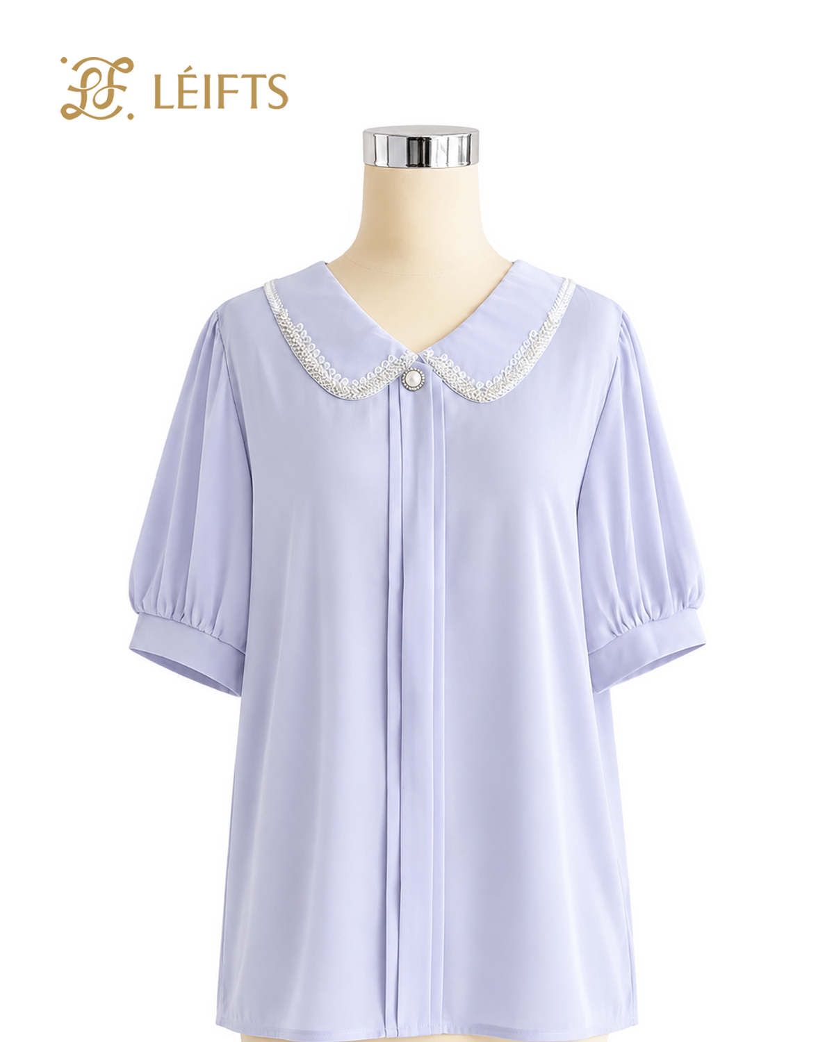 LORIANE BLOUSE - Pearl Collar Silk Blouse