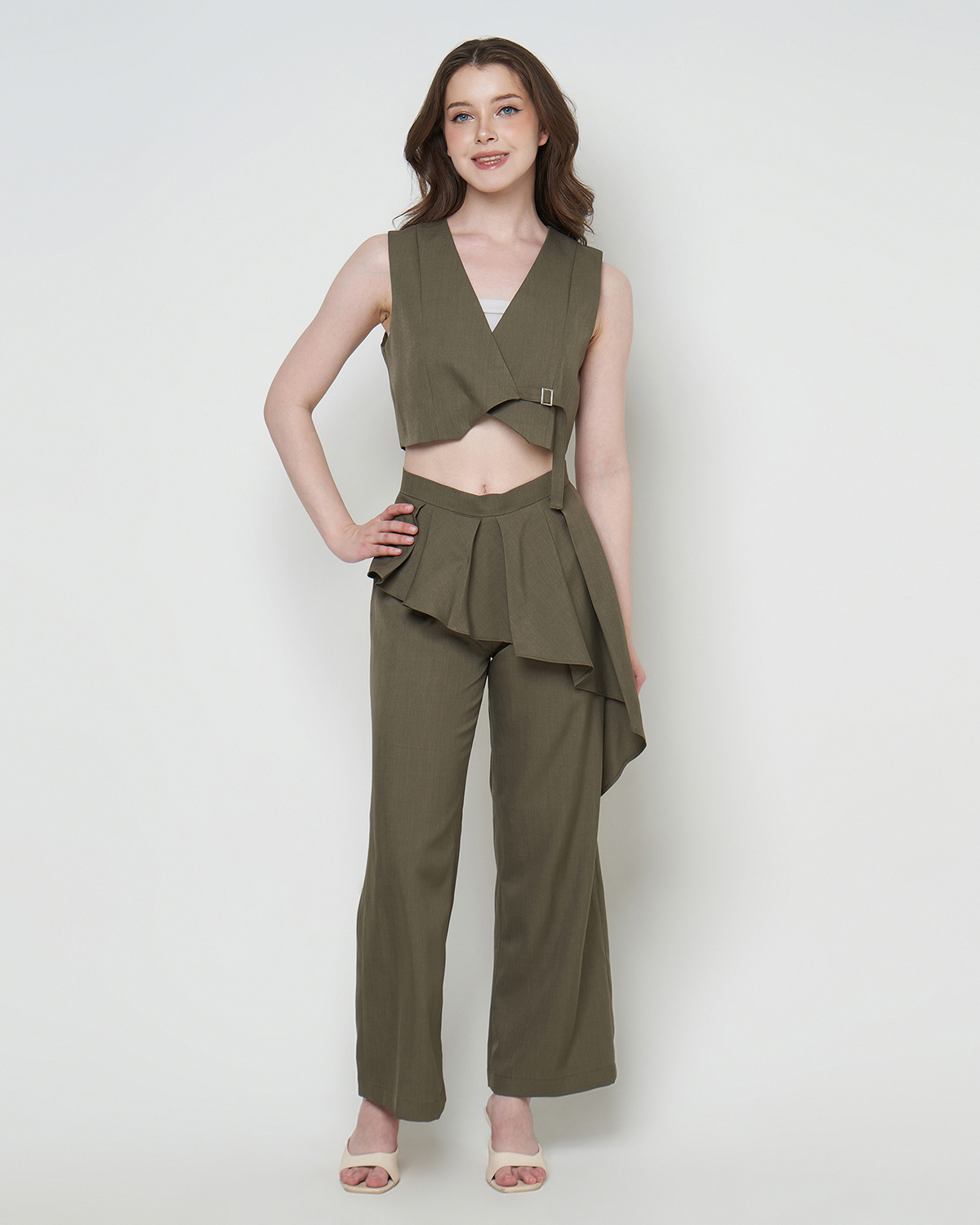 LUNA SET - Cropped Vest & Wide-Leg Trousers Set
