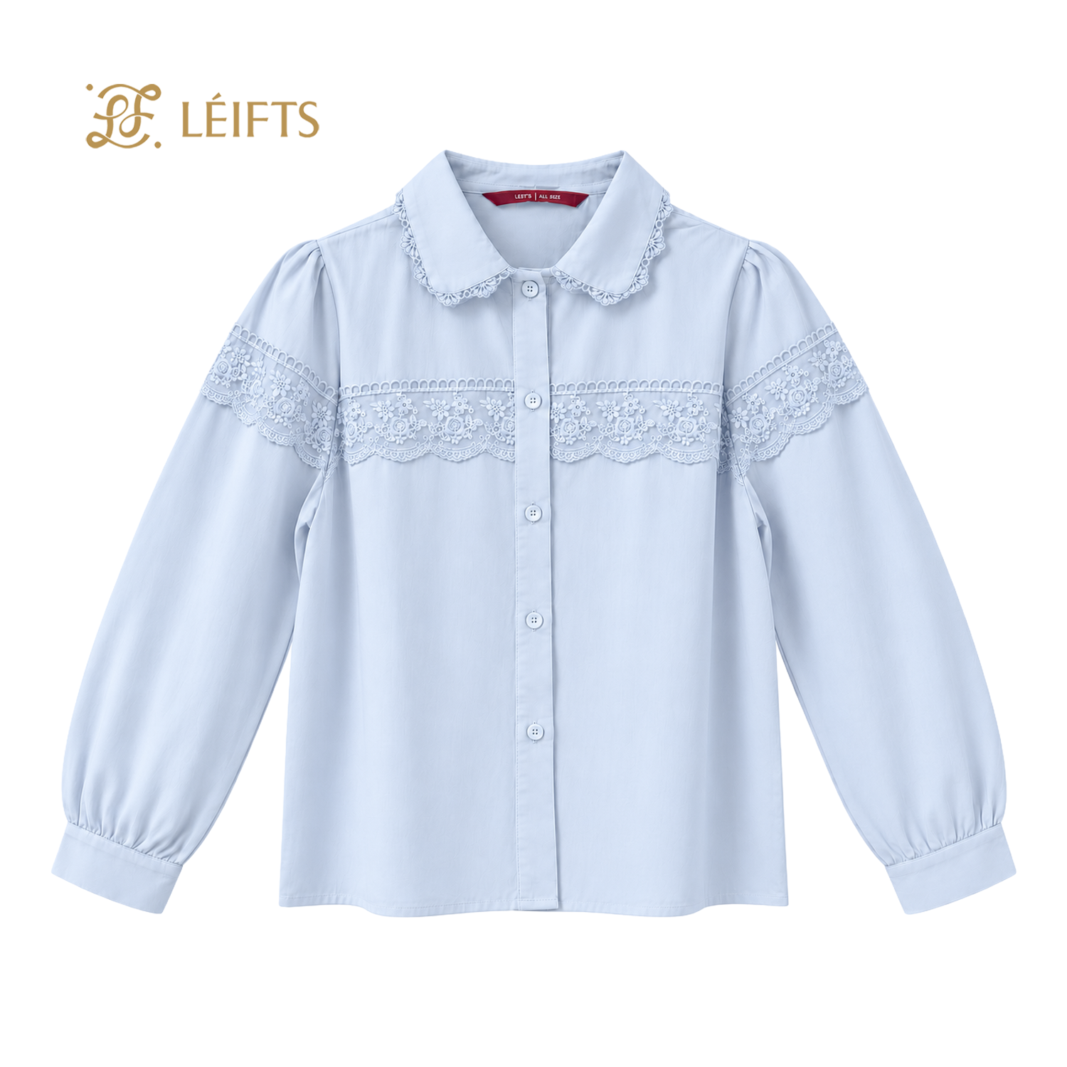 Adeline Blouse - Floral Lace Detail Cotton Blouse