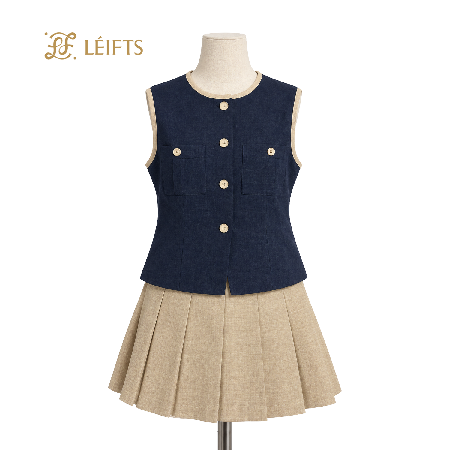 Olivia Set - Sleevless Top & Pleated Skirt