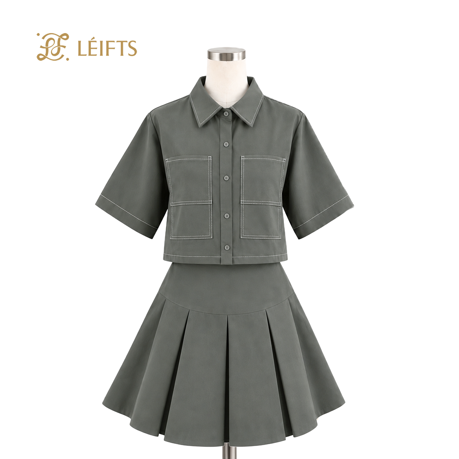 Harper Set - Cropped Shirt & Pleated Mini Skirt