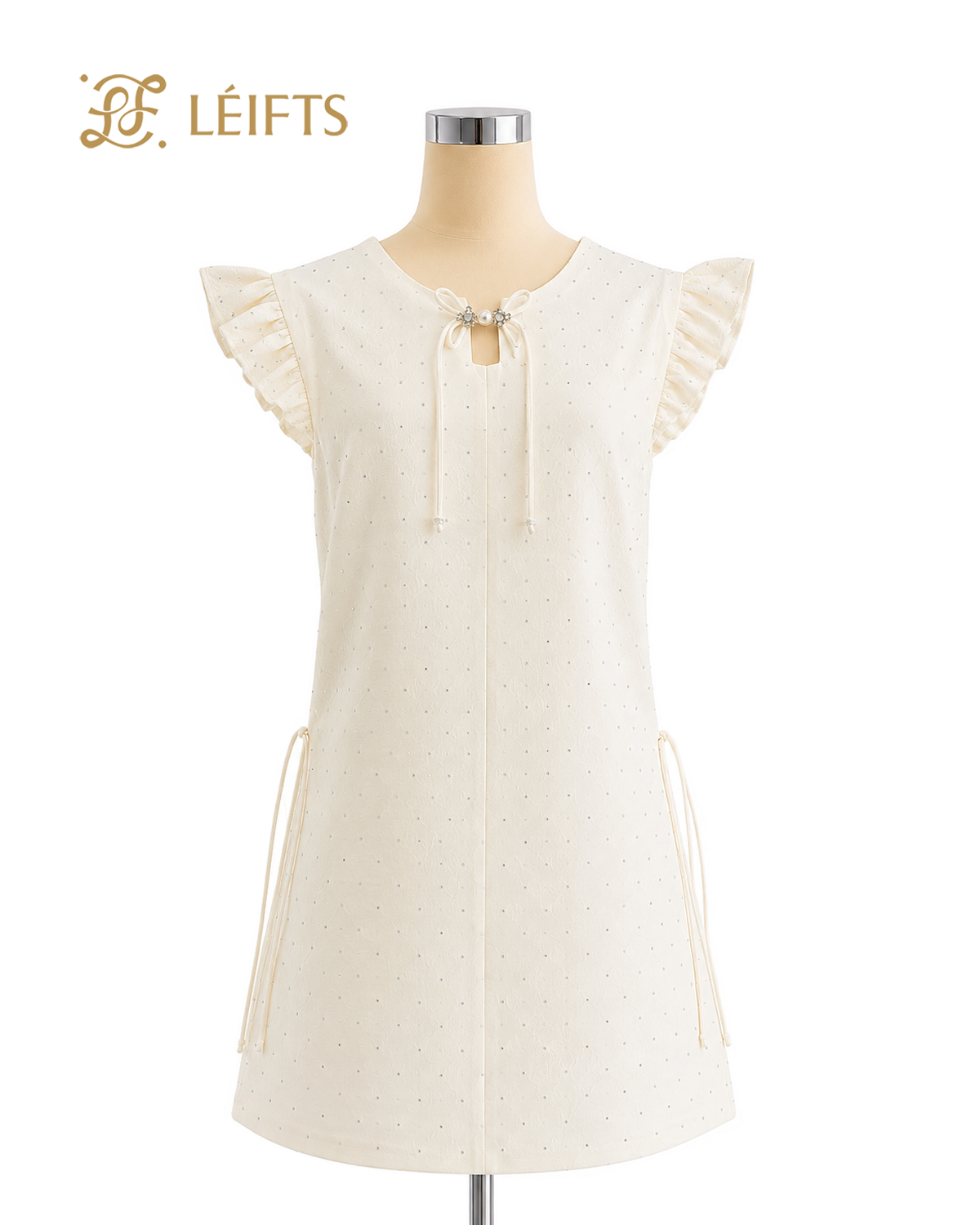 Noelle Dress – Floral Jacquard with Micro Pearl Embellishments