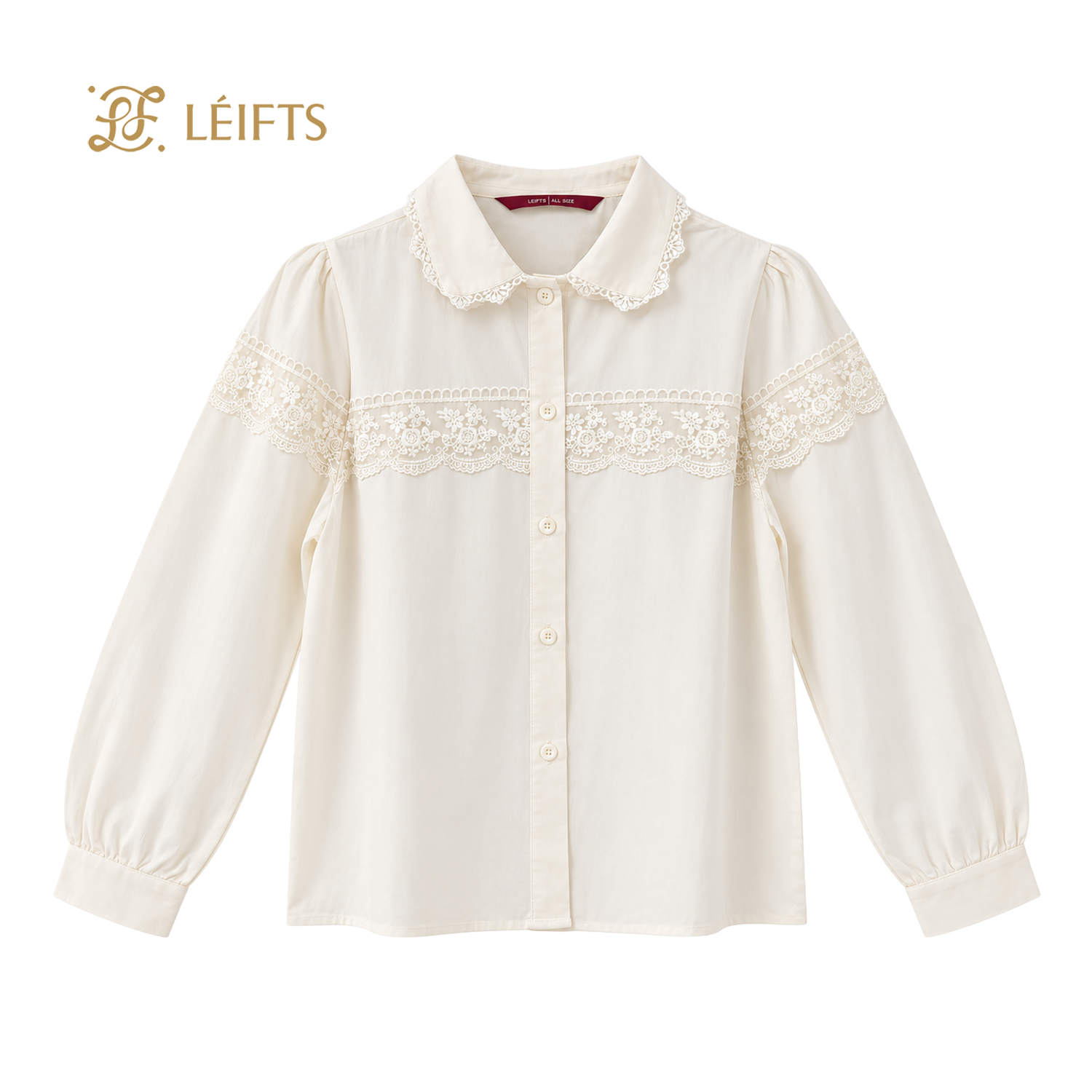 Adeline Blouse - Floral Lace Detail Cotton Blouse