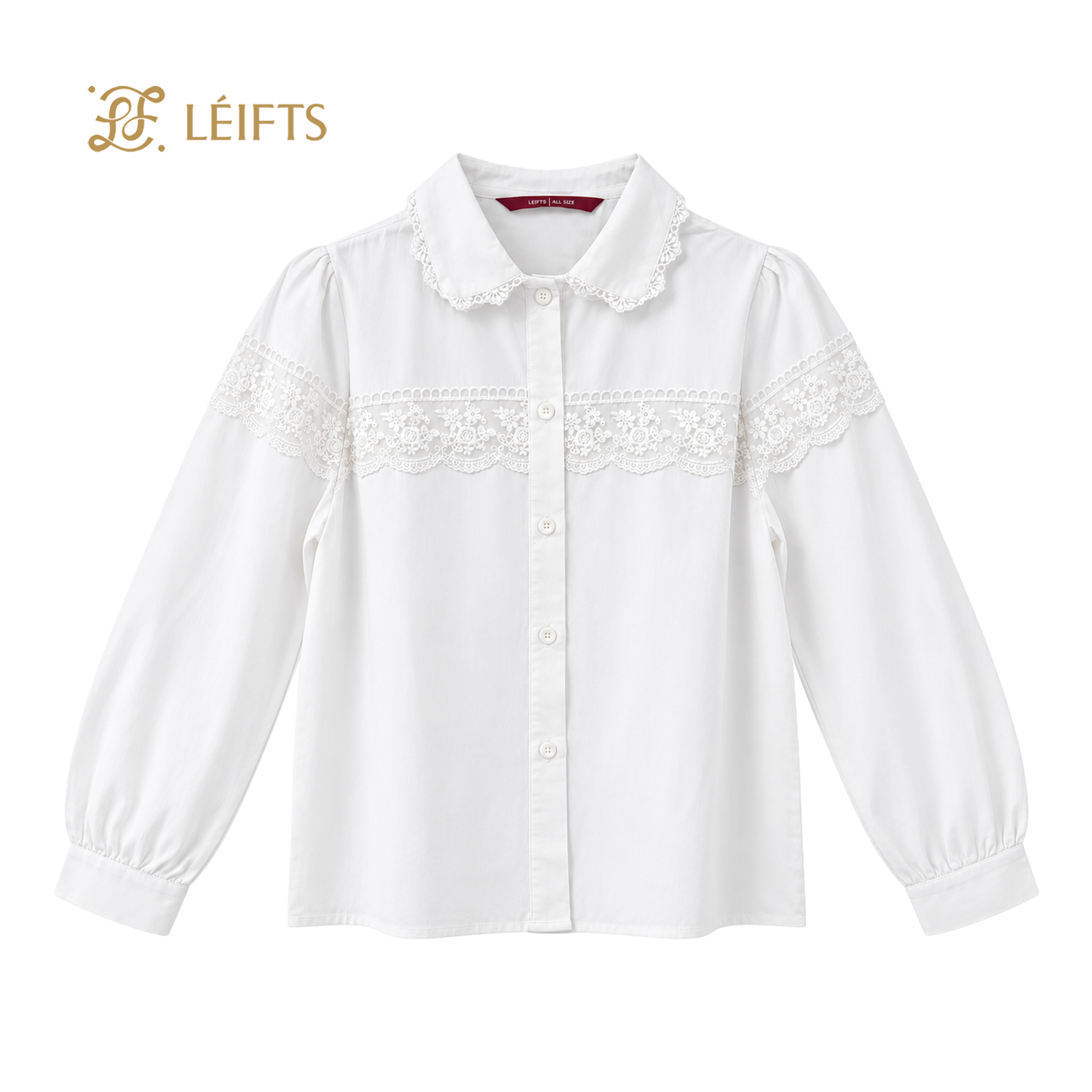 Adeline Blouse - Floral Lace Detail Cotton Blouse
