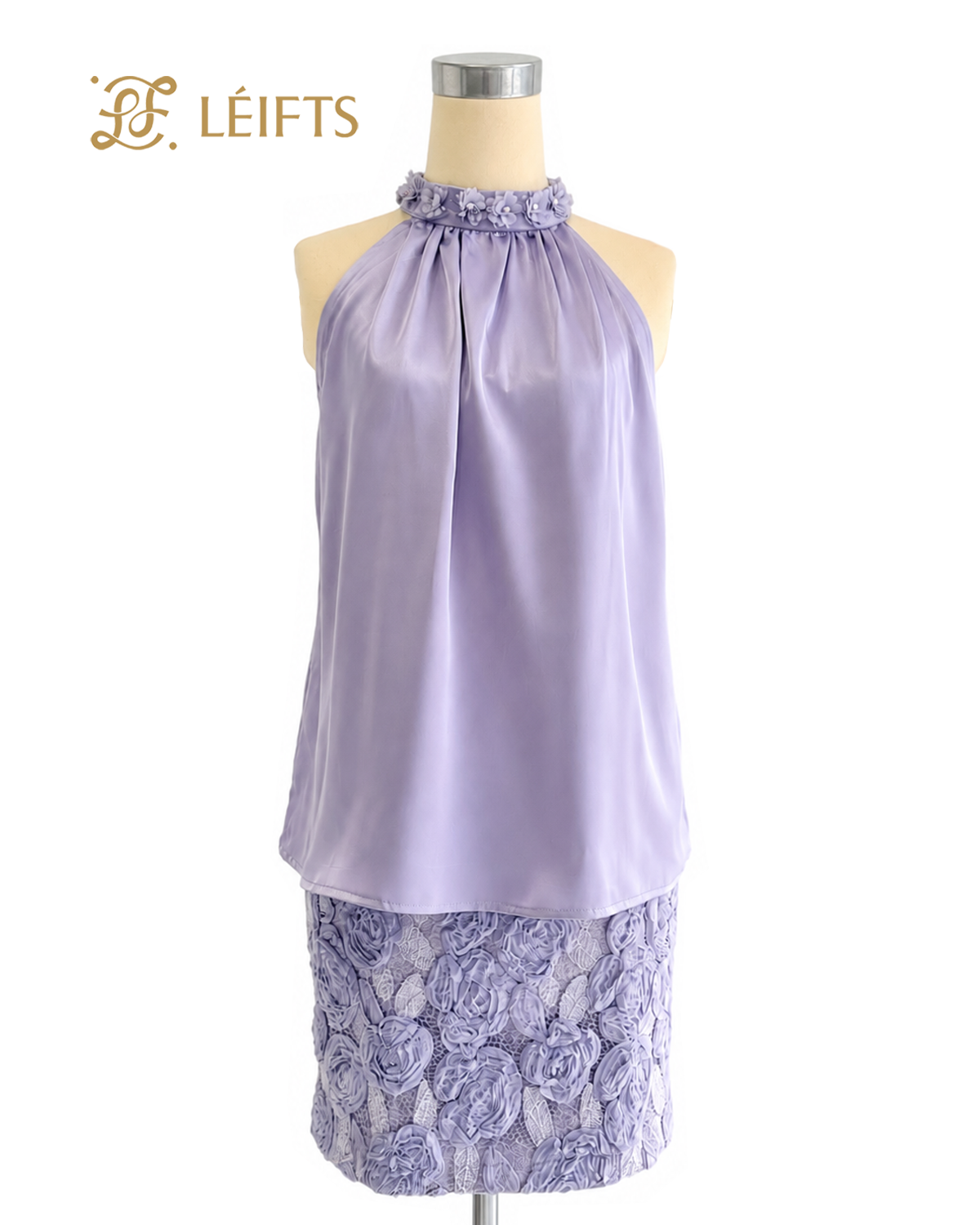 Flora Set - Halter Satin Top & 3D Floral Skirt
