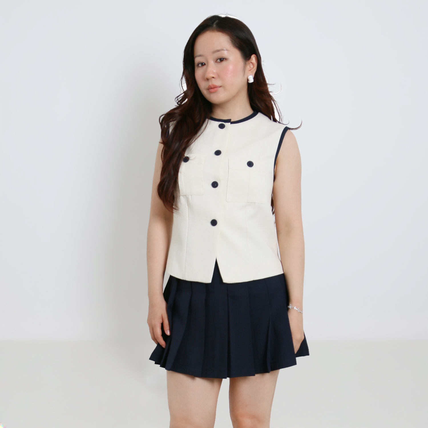Olivia Set - Sleevless Top & Pleated Skirt