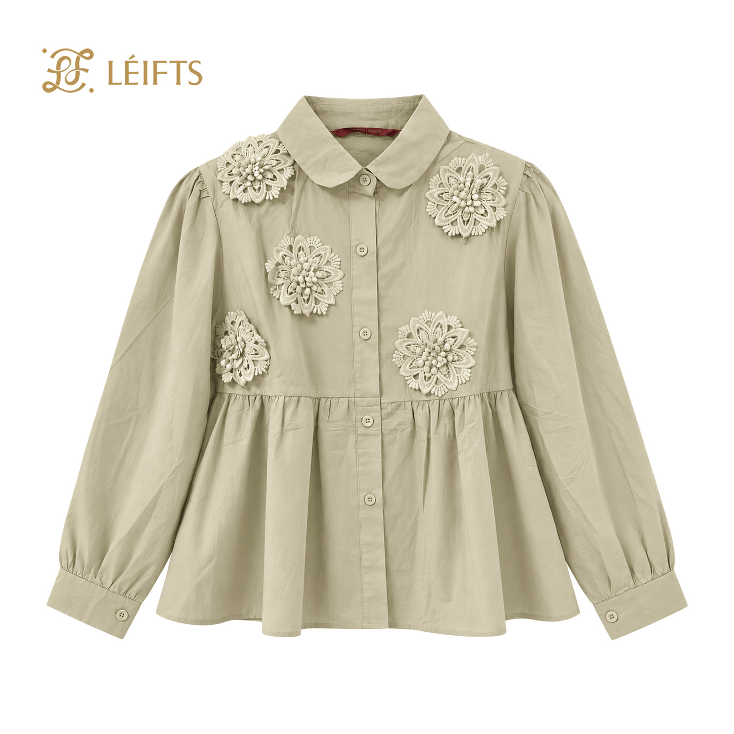 Linette Blouse - Floral Appliqué Peplum Blouse