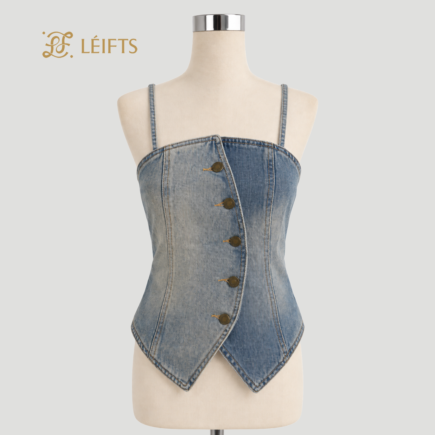 Clara Top – Asymmetric Denim Top