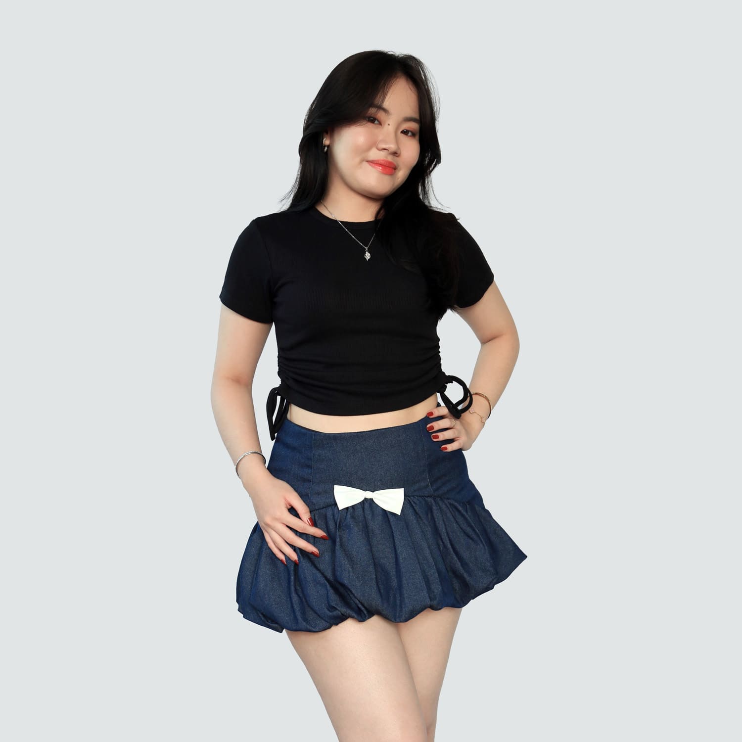 ZOEY SKIRT - Denim Bubble Mini Skirt